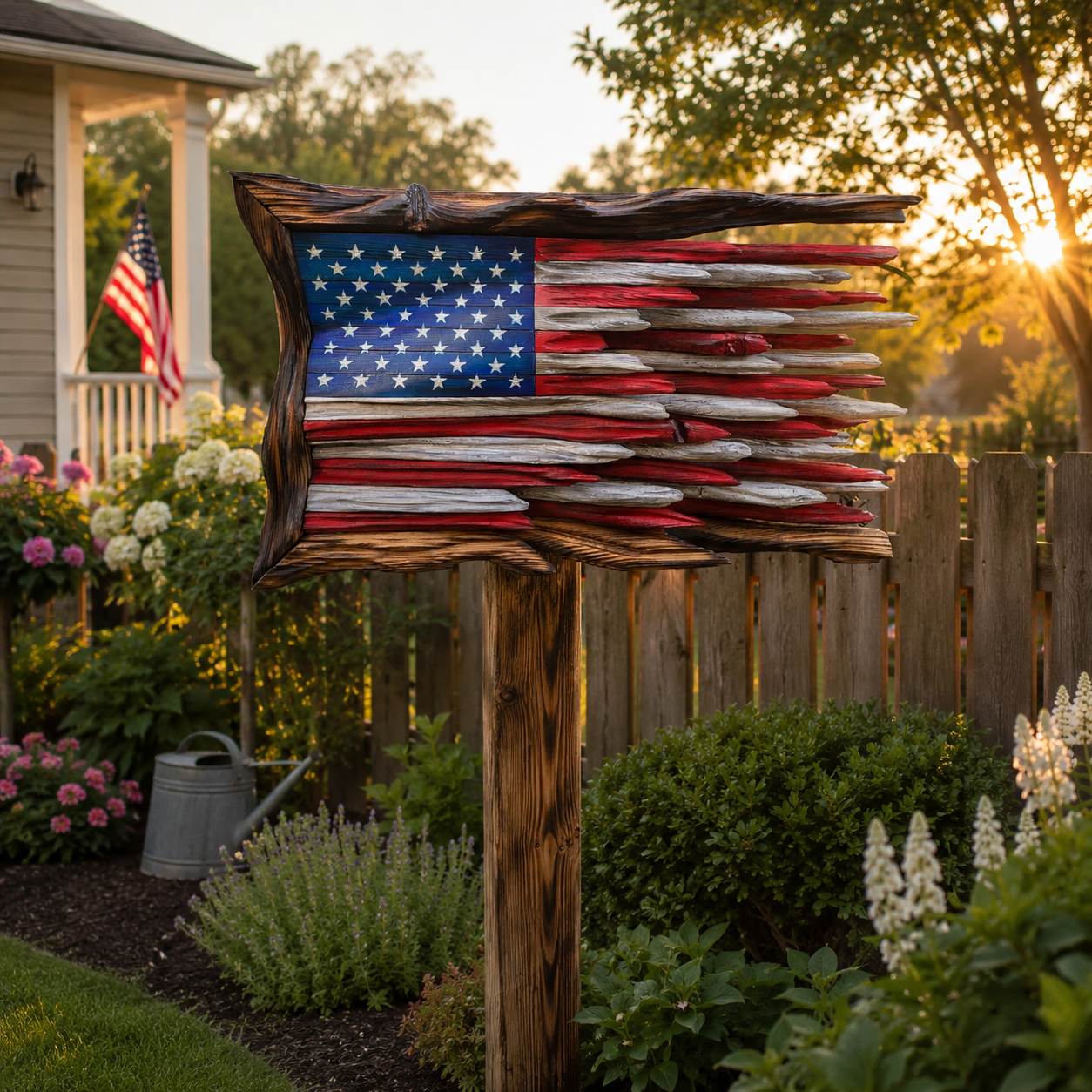 Rustic Wooden American Flag Wall Decor