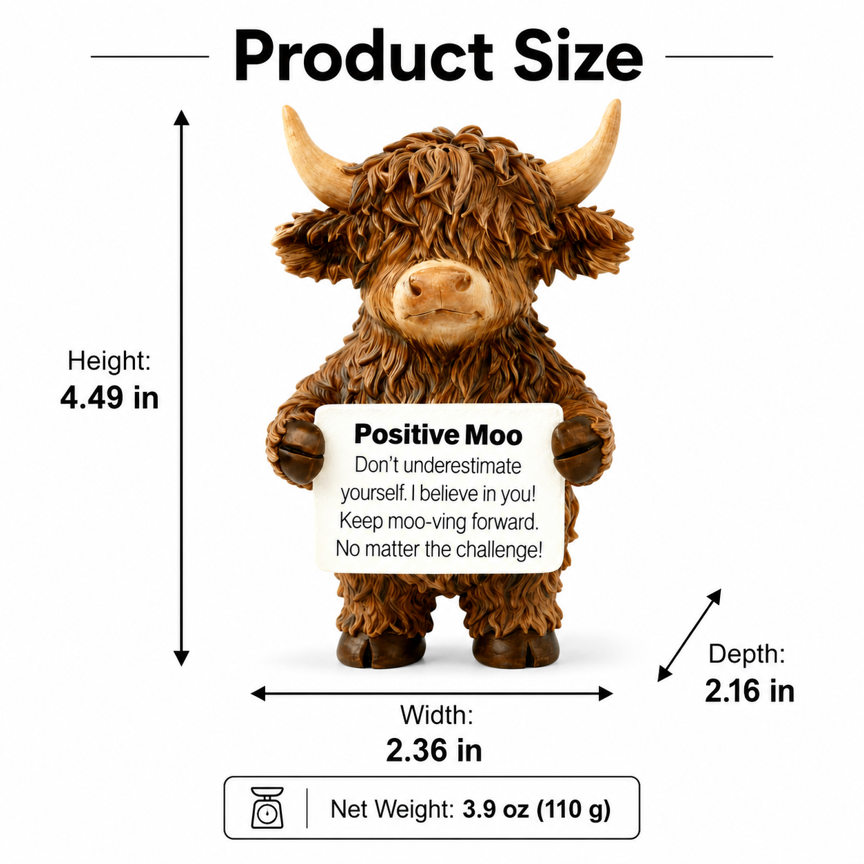 Positive Moo Highland Cow Inspirational Desk Figurine