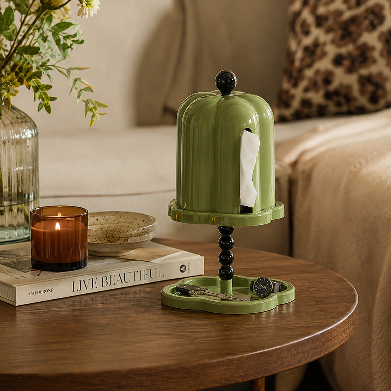 Retro Tissue Box Holder with Storage Tray