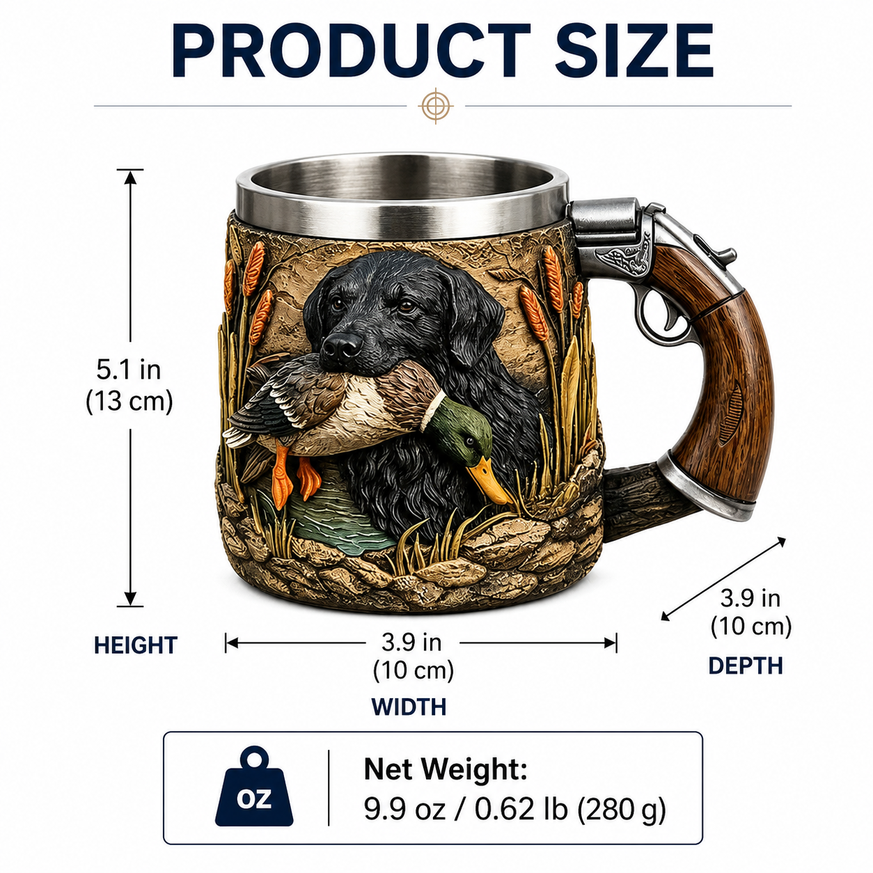 Hunting Dog Coffee Mug with Rifle Handle