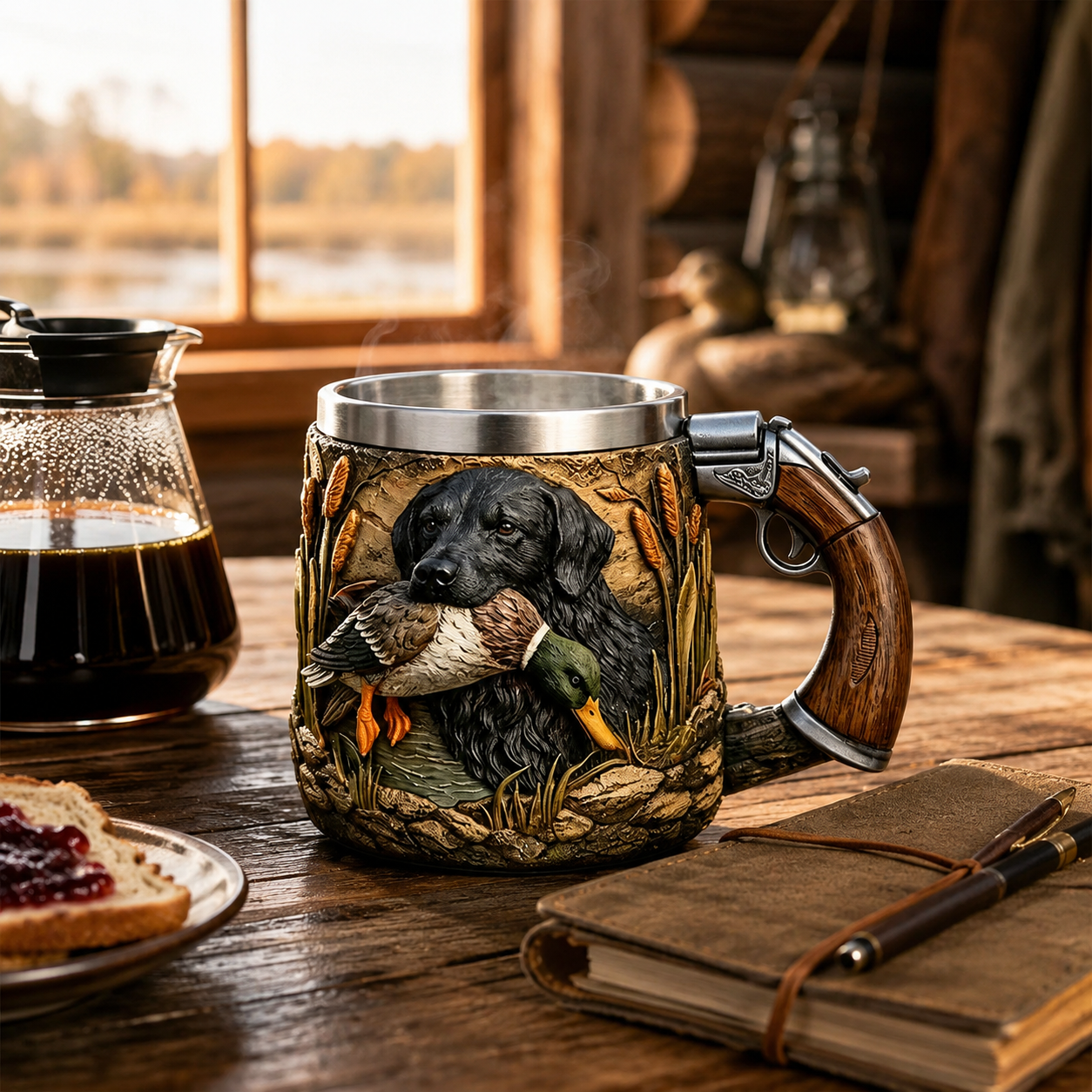 Hunting Dog Coffee Mug with Rifle Handle