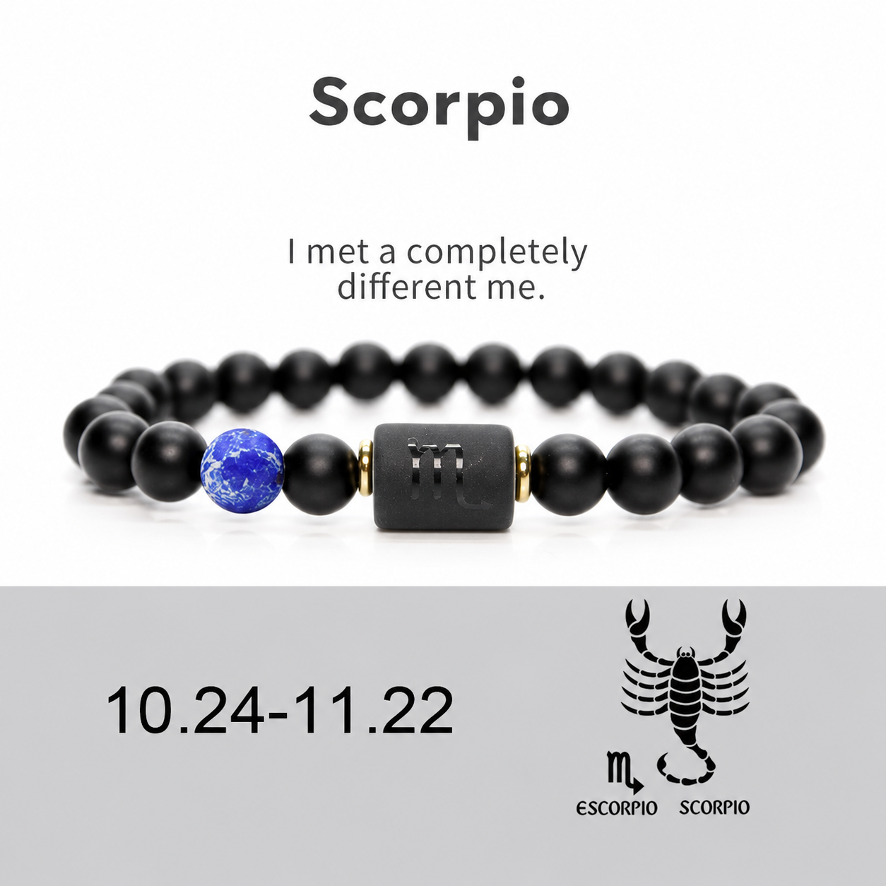 12 Zodiac Natural Black Glass Beaded Bracelet