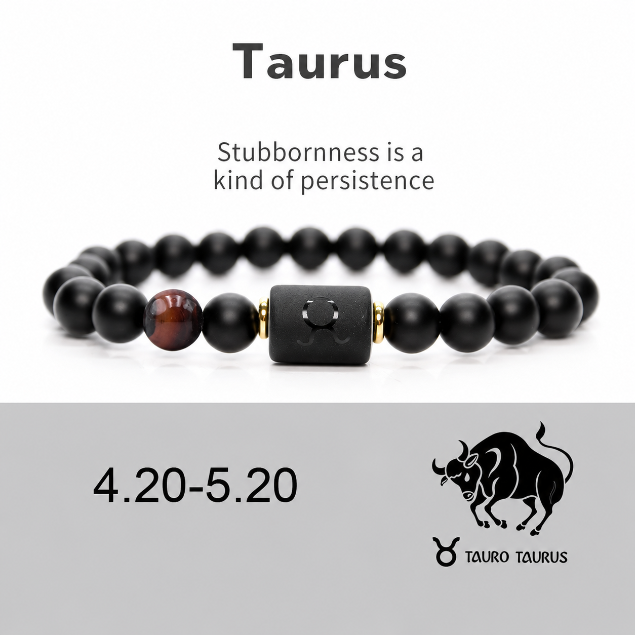 12 Zodiac Natural Black Glass Beaded Bracelet