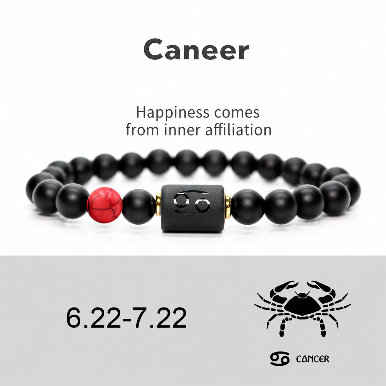 12 Zodiac Natural Black Glass Beaded Bracelet