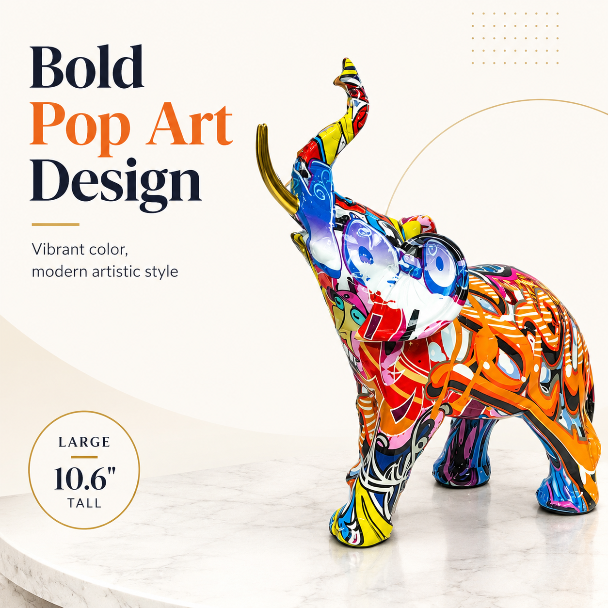 Colorful Elephant Figurine, Pop Art Elephant Statue for Home Office Living Room Decor