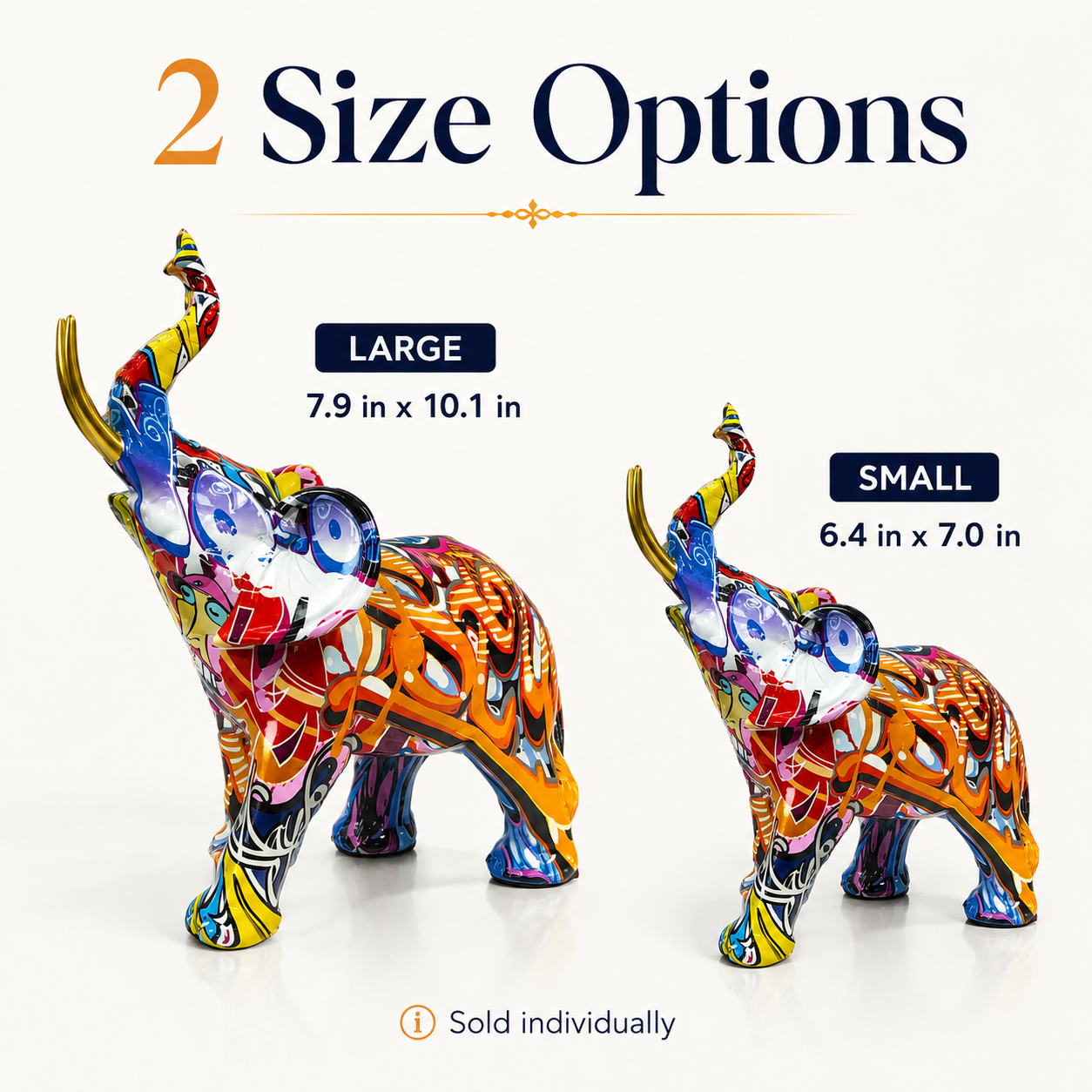 Colorful Elephant Figurine, Pop Art Elephant Statue for Home Office Living Room Decor