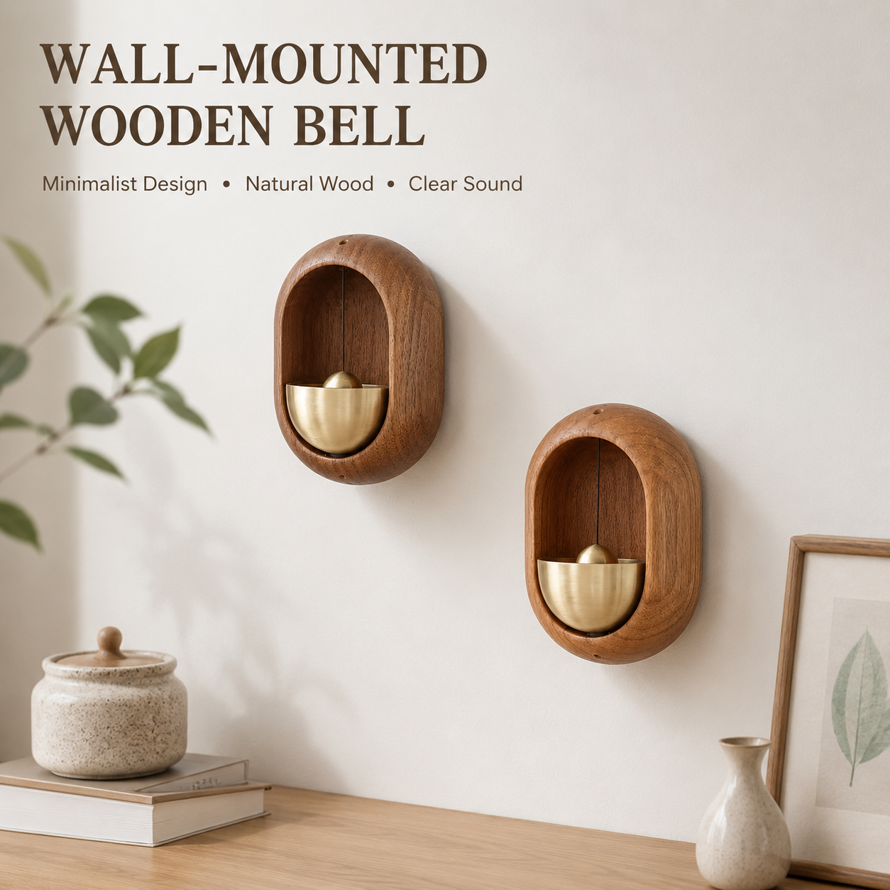 Japanese Wooden Wind Chime Doorbell Wireless Hanging Bell Calming Sound Entryway Decor for Home Door Decoration