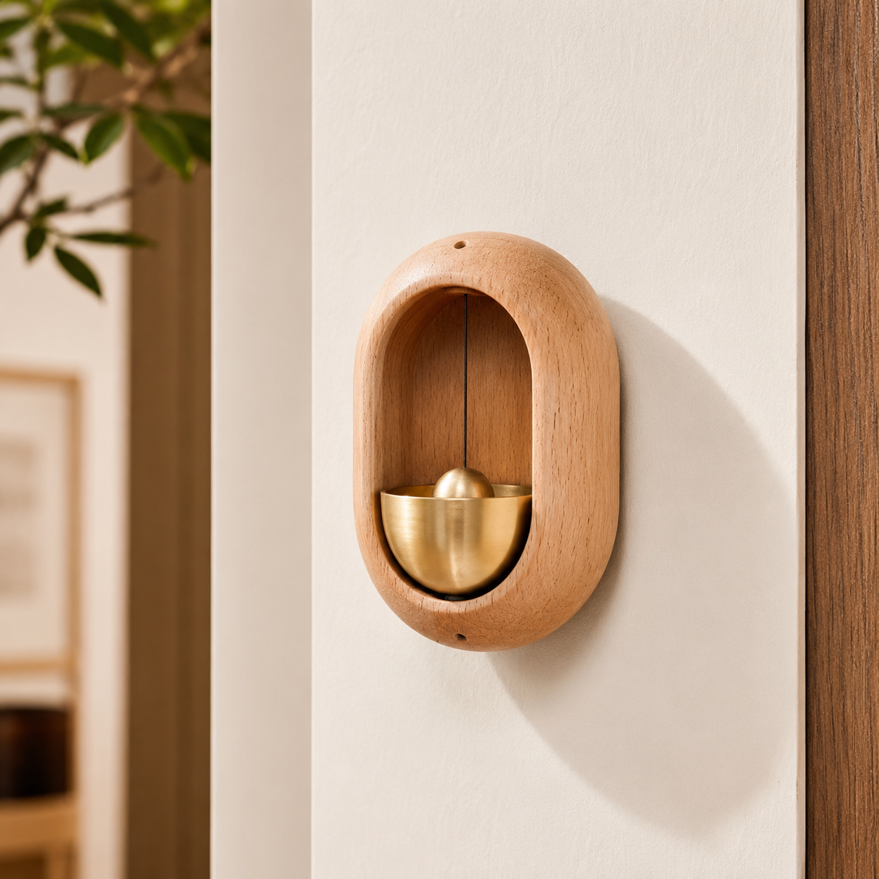 Japanese Wooden Wind Chime Doorbell Wireless Hanging Bell Calming Sound Entryway Decor for Home Door Decoration