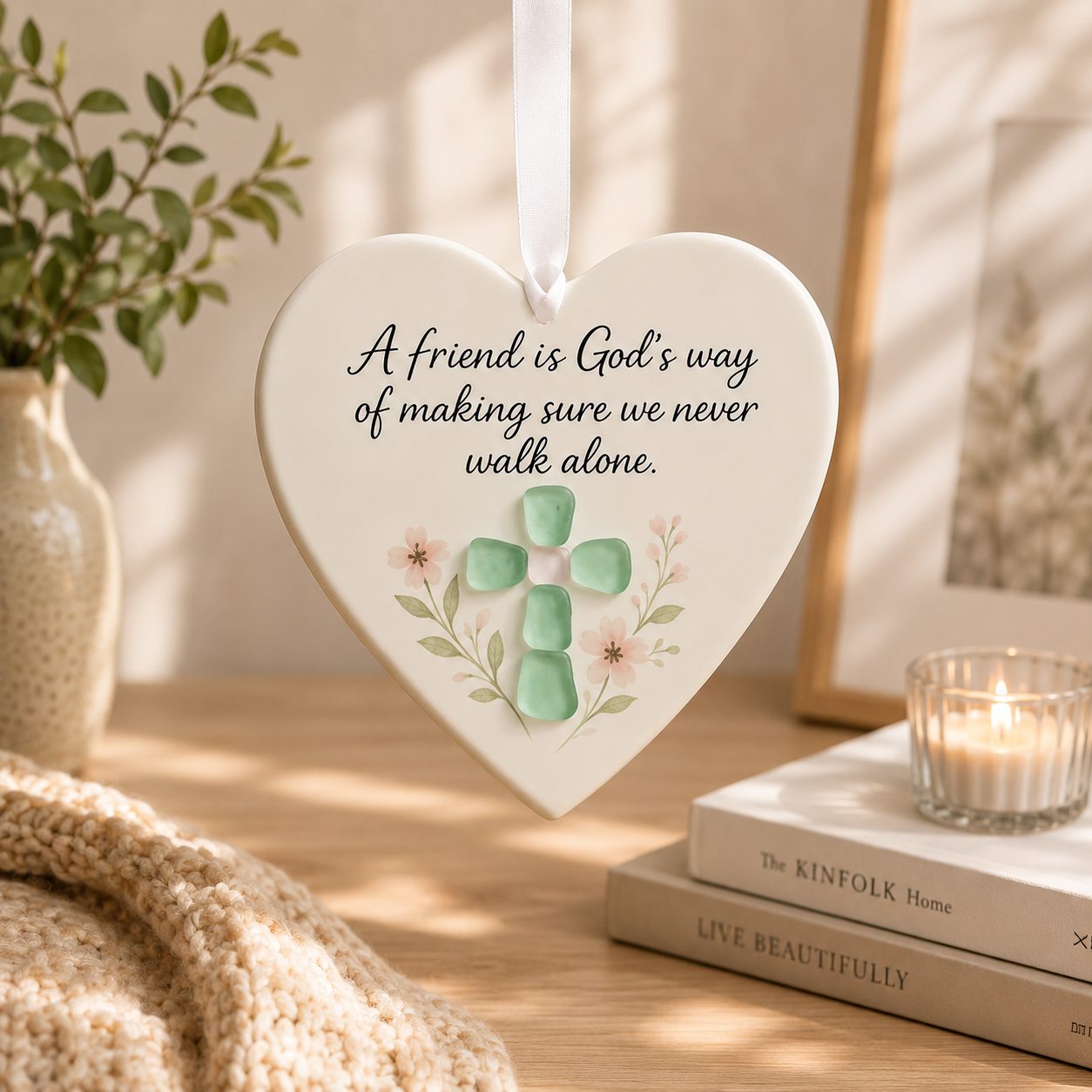 Acrylic Heart Friendship Hanging Ornament for Car Mirror, Backpack & Christmas Tree Decor