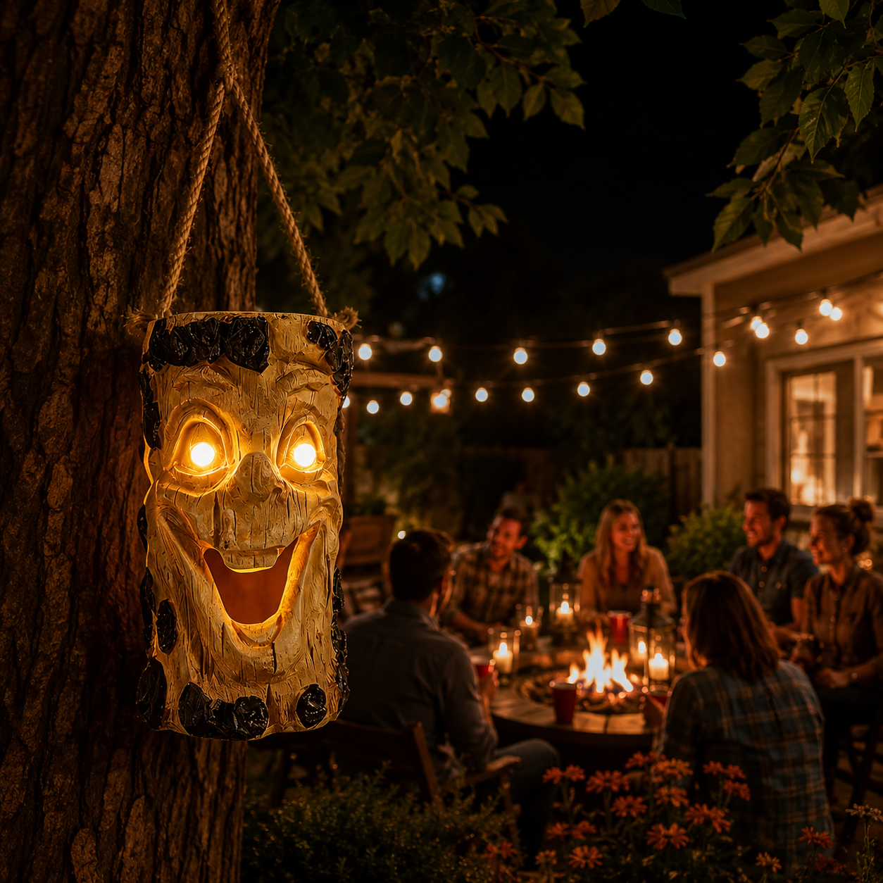 Solar Hanging Tree Face Lantern, Funny Glowing Outdoor Garden Decor