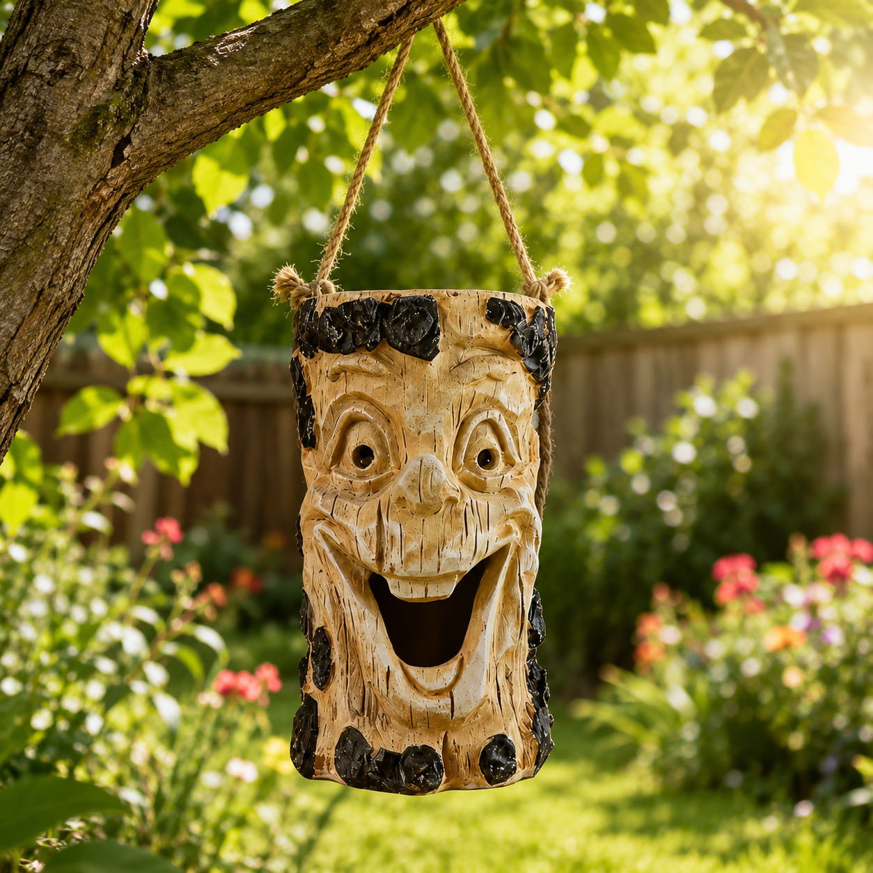 Solar Hanging Tree Face Lantern, Funny Glowing Outdoor Garden Decor