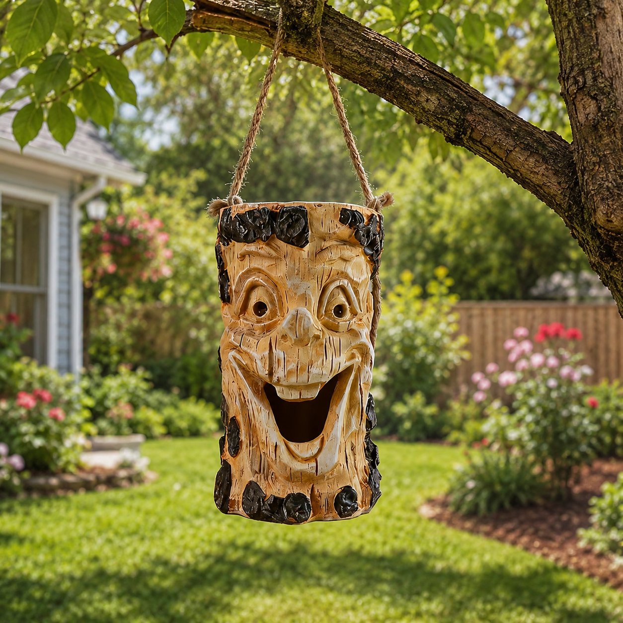 Solar Hanging Tree Face Lantern, Funny Glowing Outdoor Garden Decor