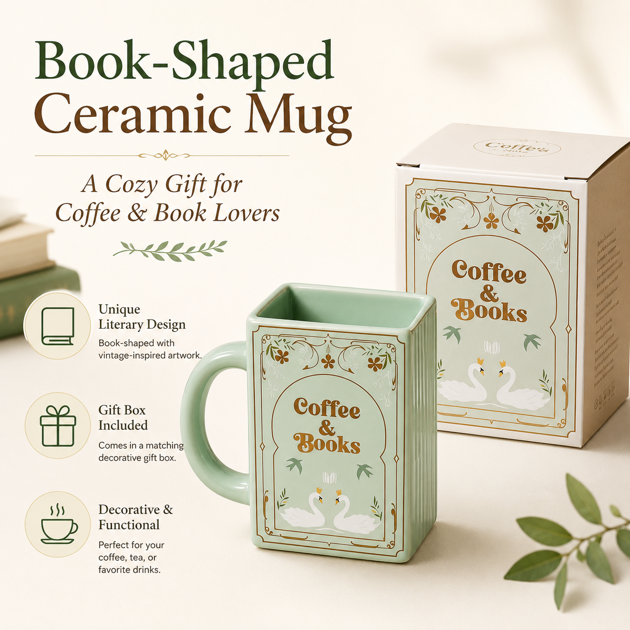 Book Shaped Ceramic Coffee Mug