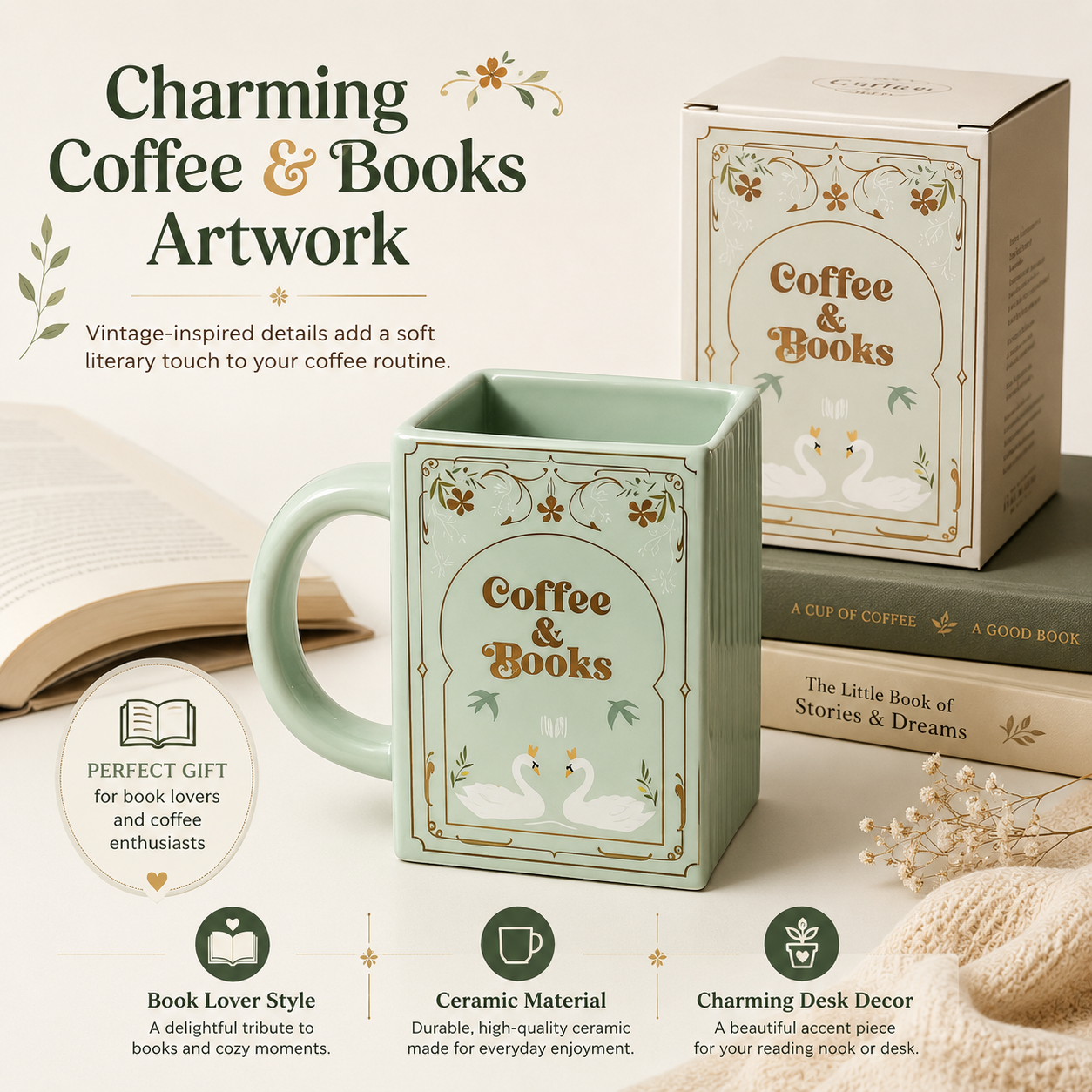 Book Shaped Ceramic Coffee Mug