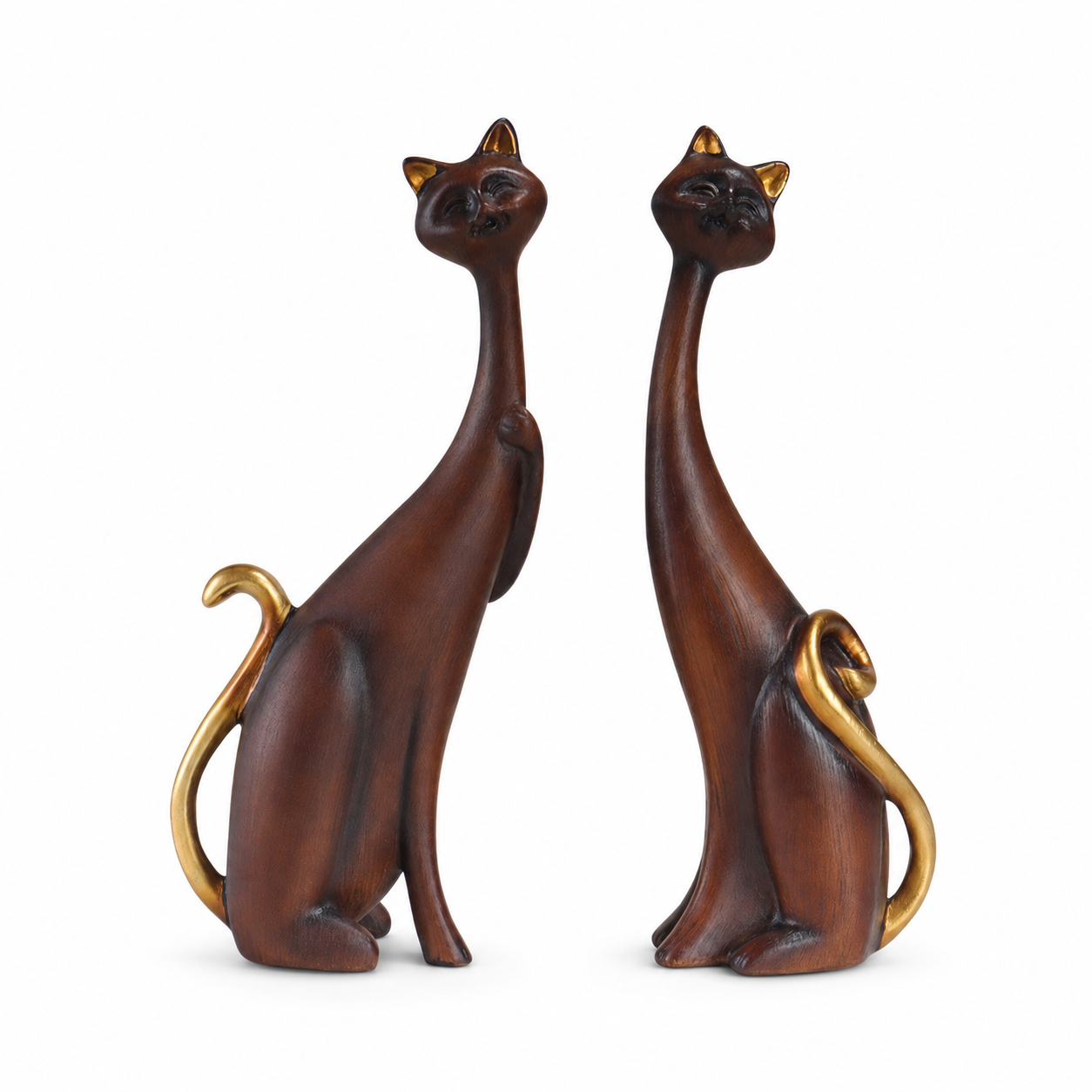 Colorful Mosaic Cat Figurines Set of 2