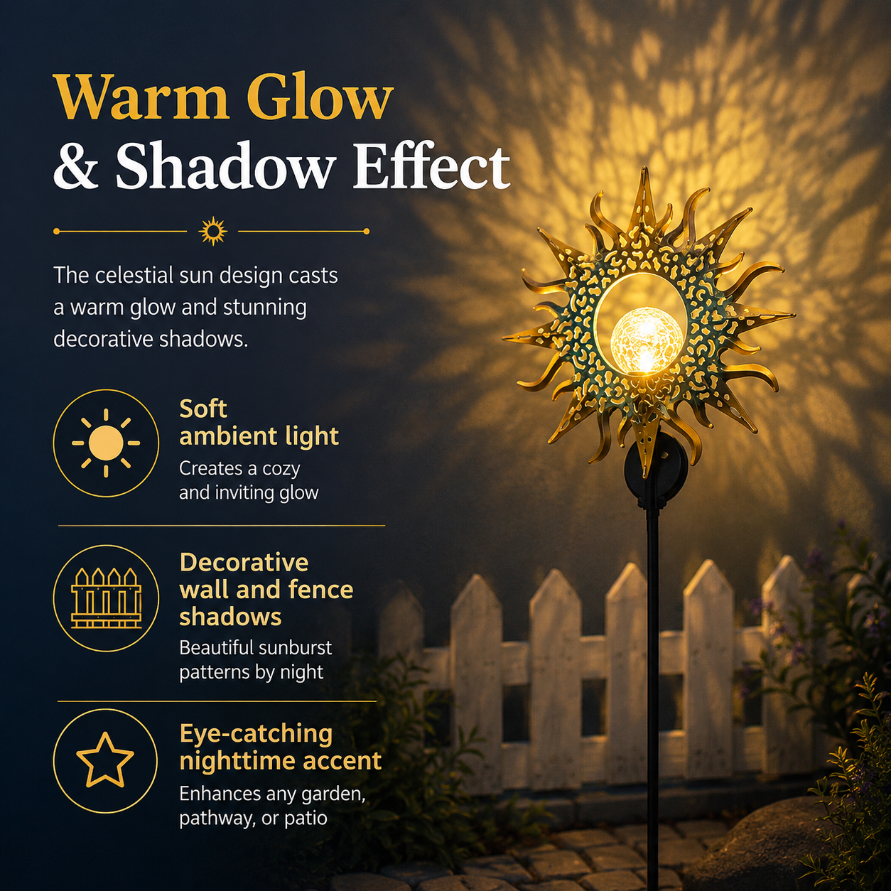 Outdoor Solar Sun & Moon Garden Stake Light