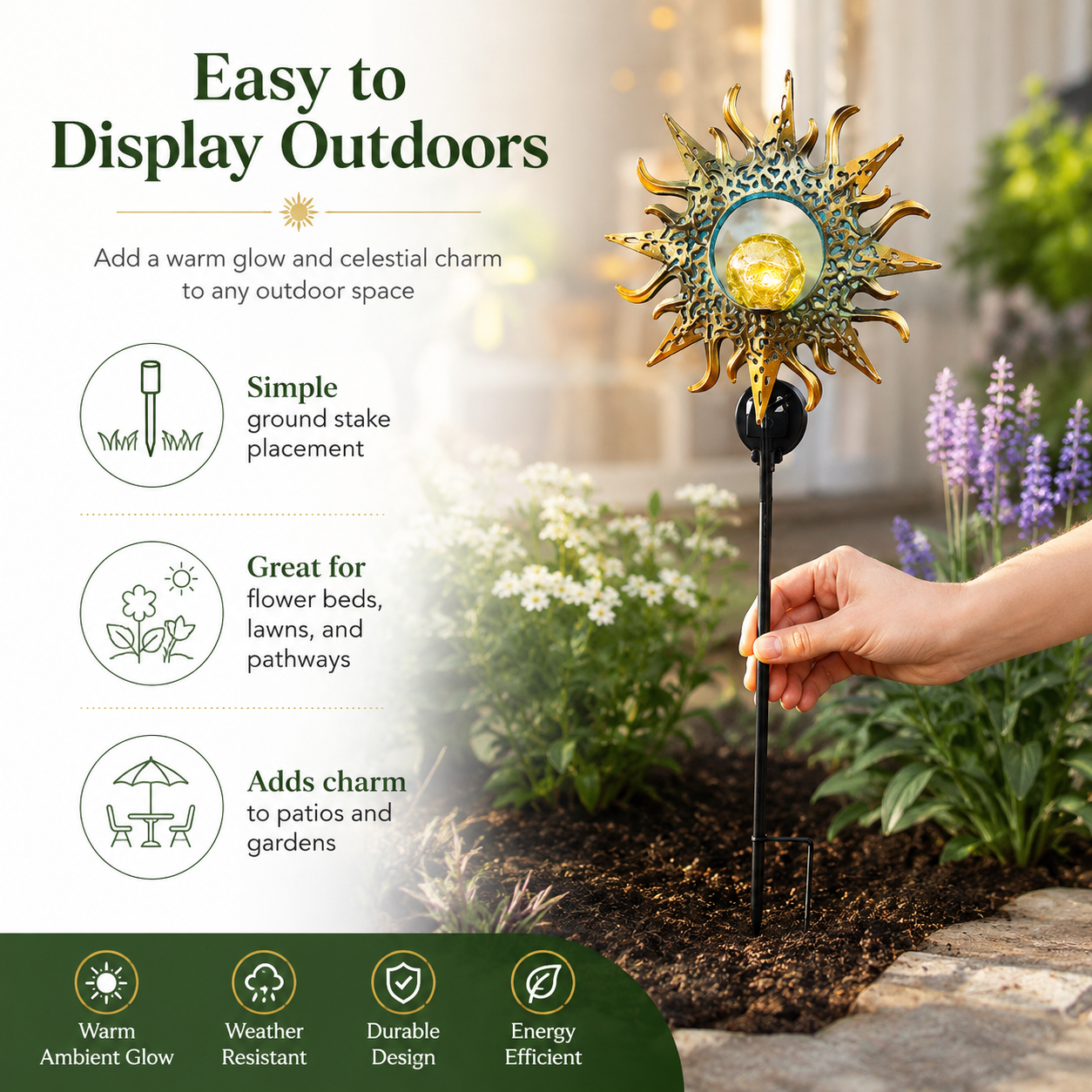 Outdoor Solar Sun & Moon Garden Stake Light