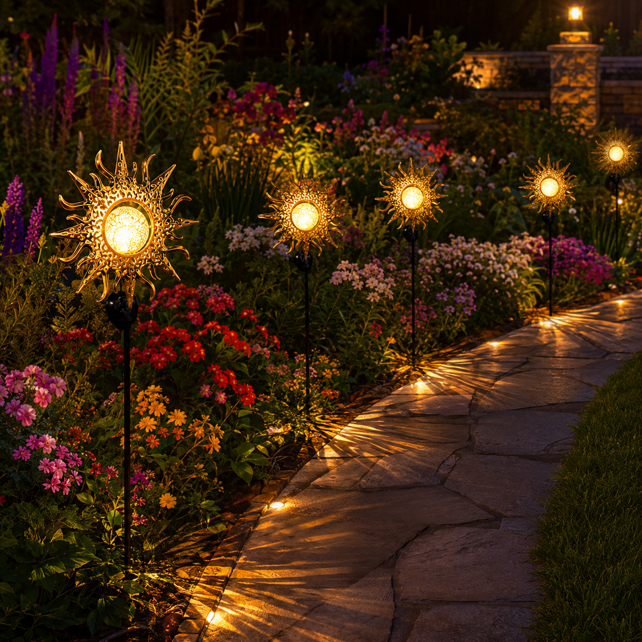 Outdoor Solar Sun & Moon Garden Stake Light