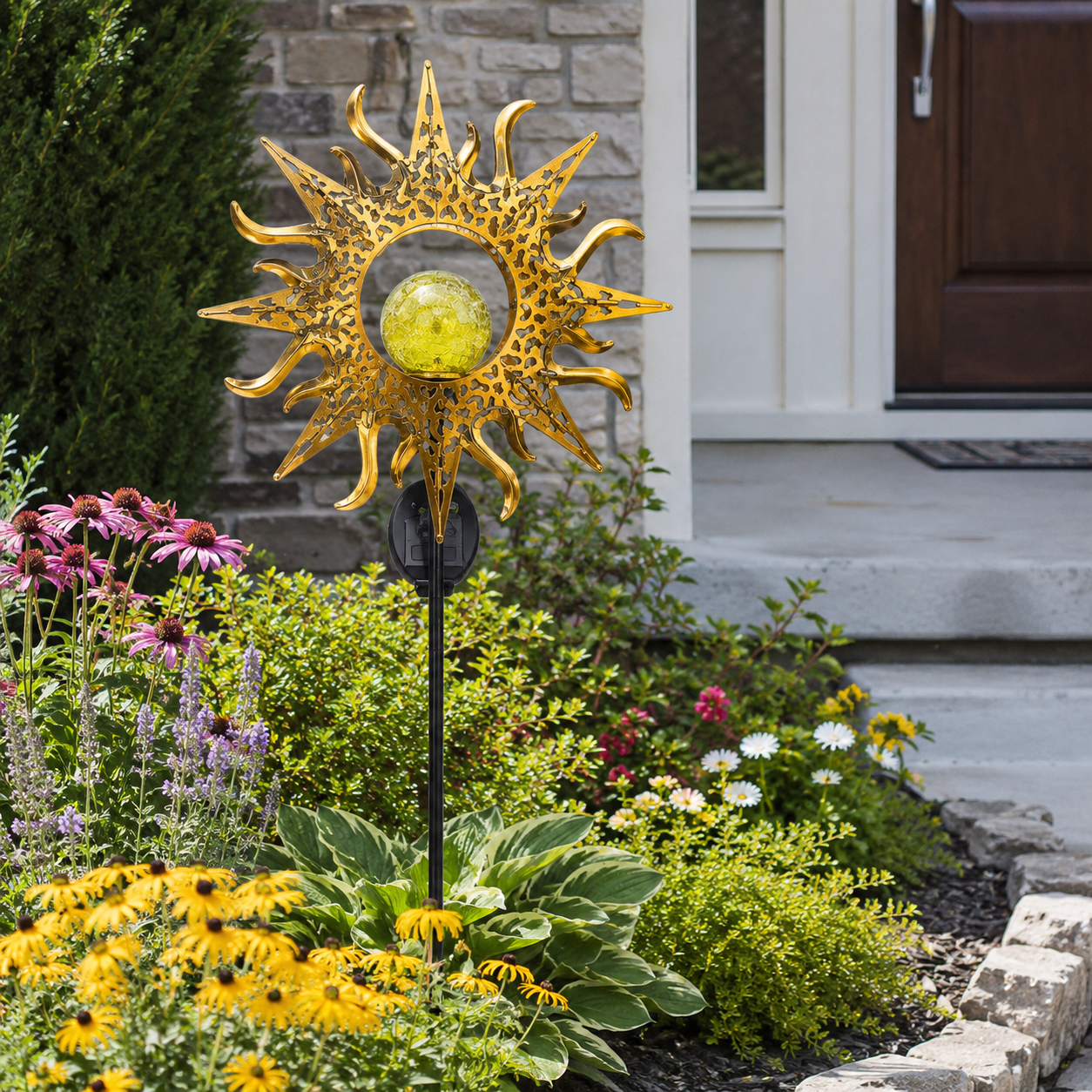Outdoor Solar Sun & Moon Garden Stake Light