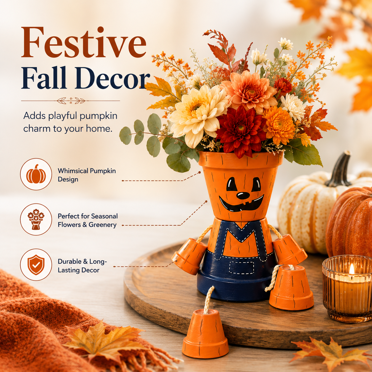 Pumpkin Flower Pot Decor