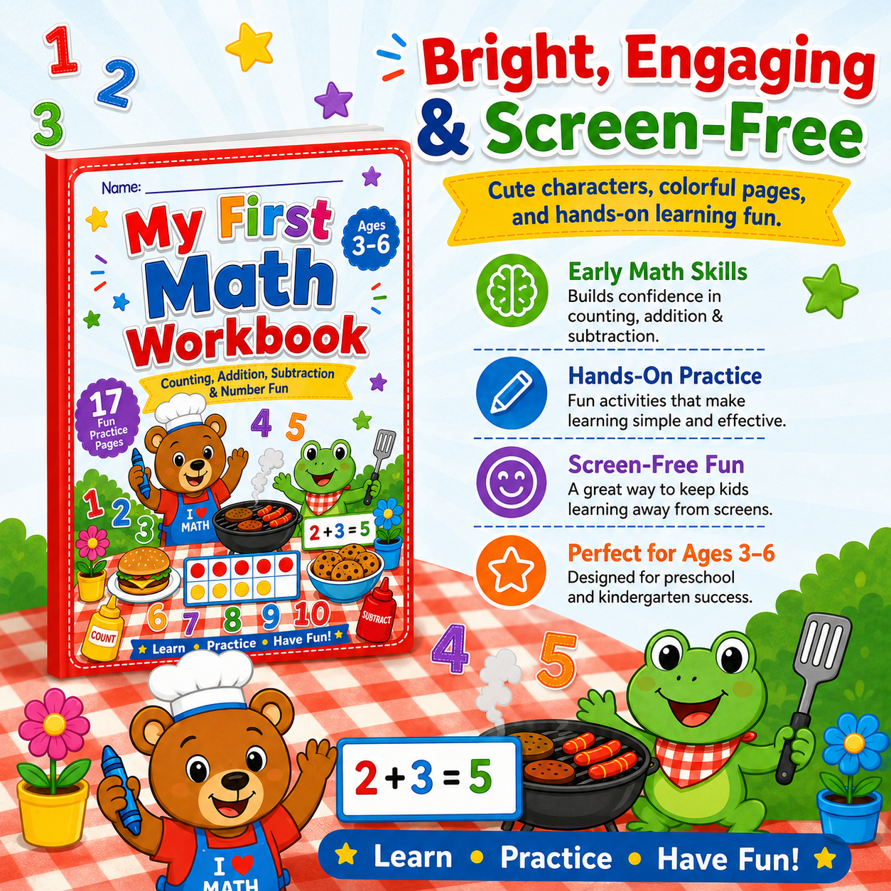 Preschool Math Workbook for Ages 3-6