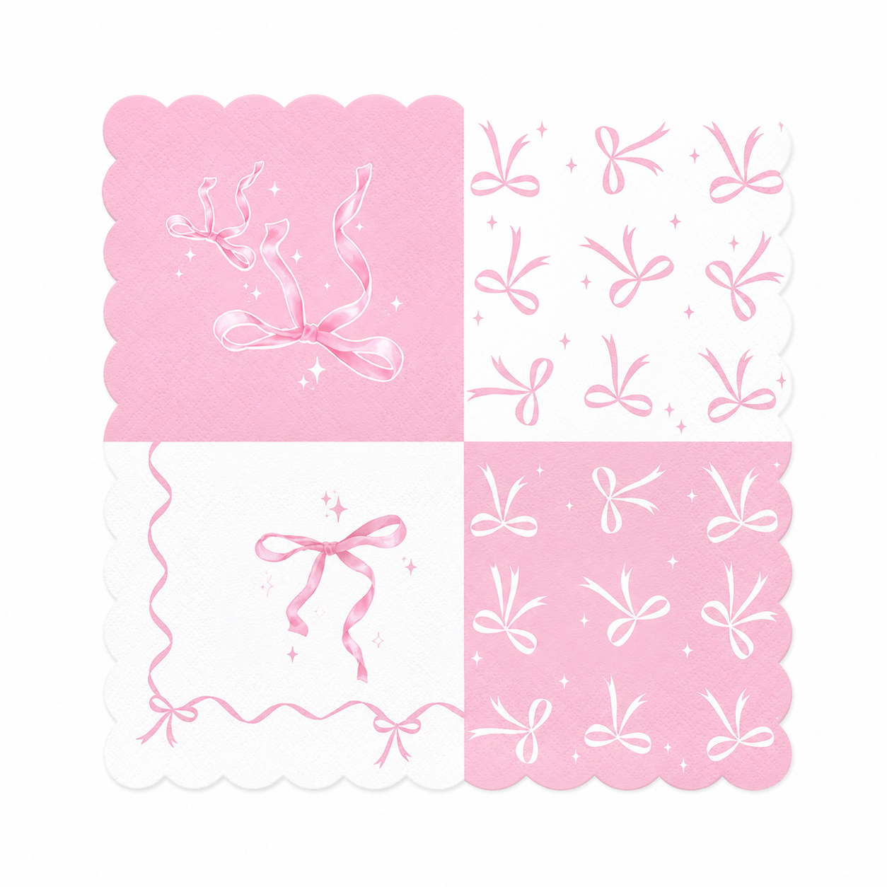 Pink Bow Birthday Party Tableware Set