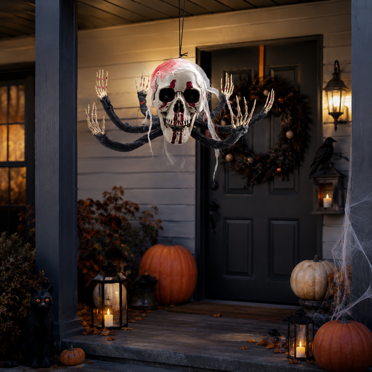 Halloween Hanging Skeleton Skull Prop
