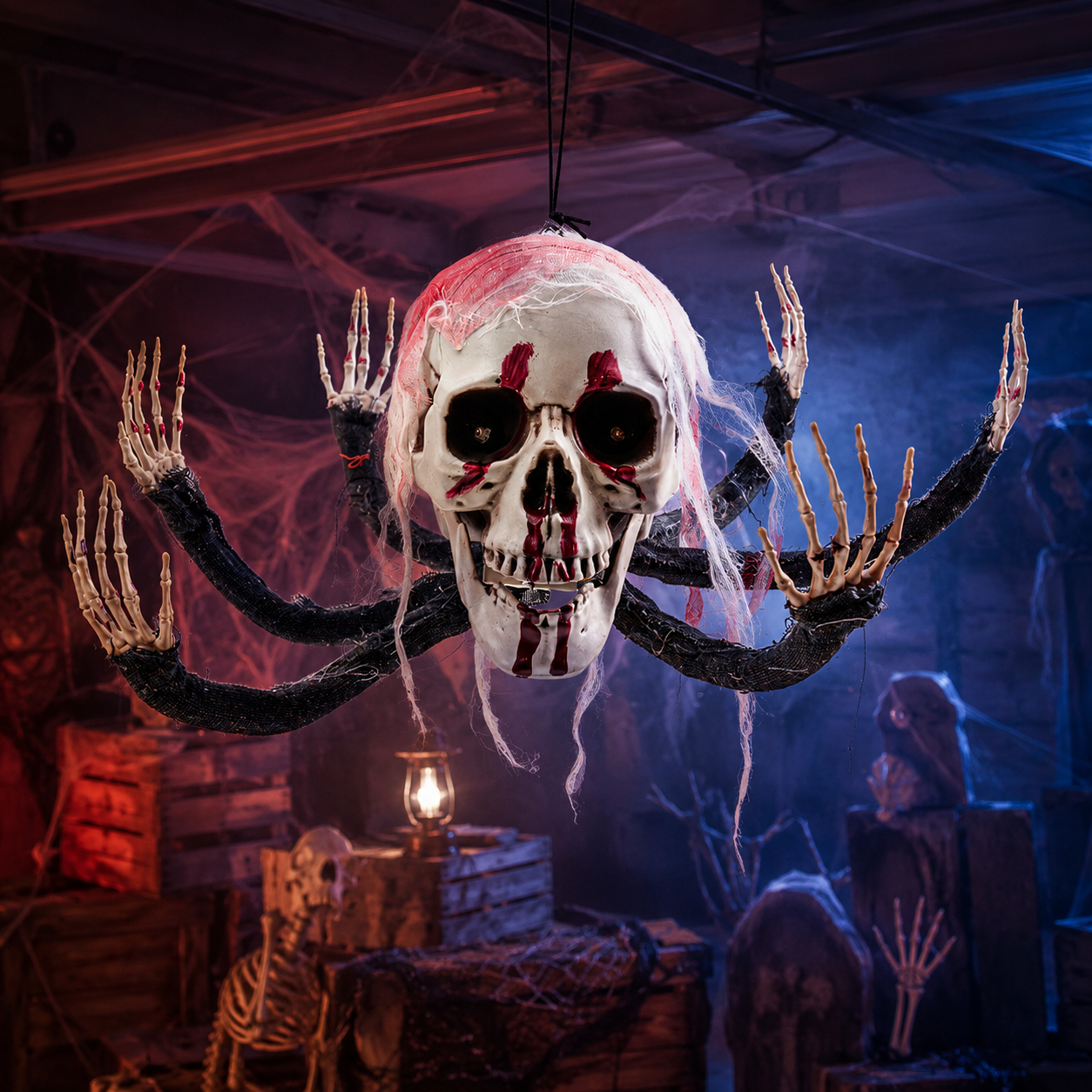 Halloween Hanging Skeleton Skull Prop