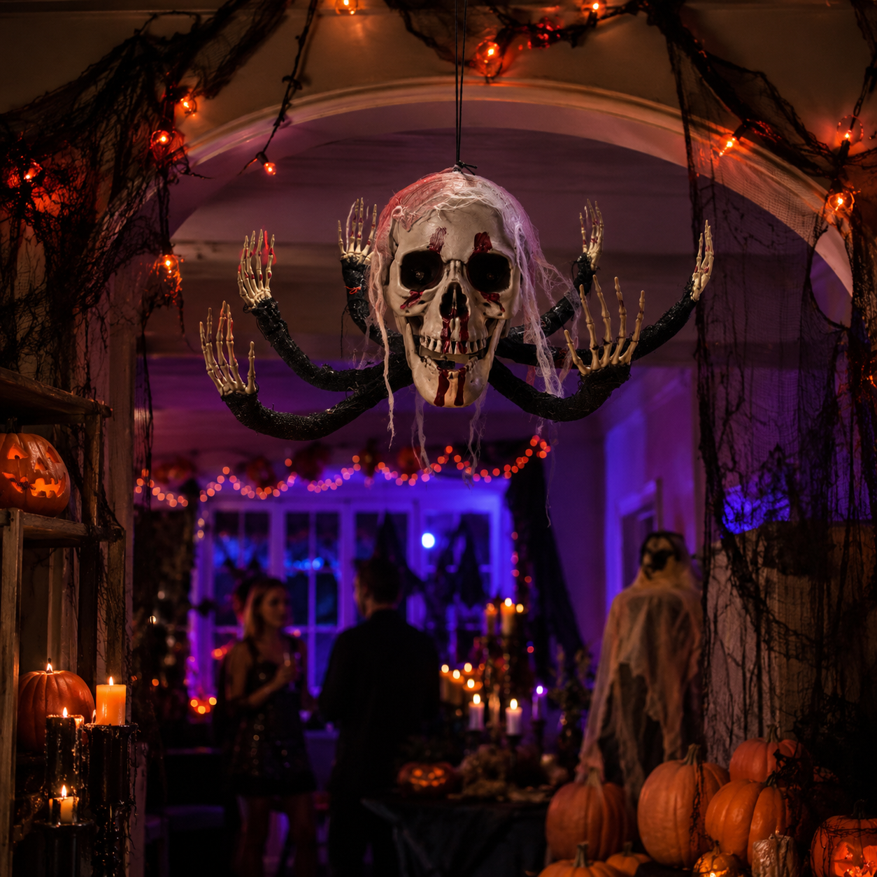 Halloween Hanging Skeleton Skull Prop