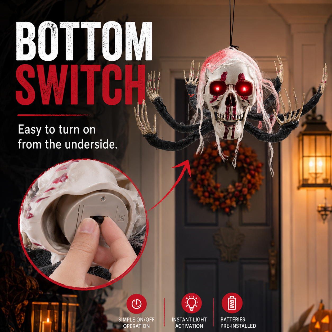 Halloween Hanging Skeleton Skull Prop
