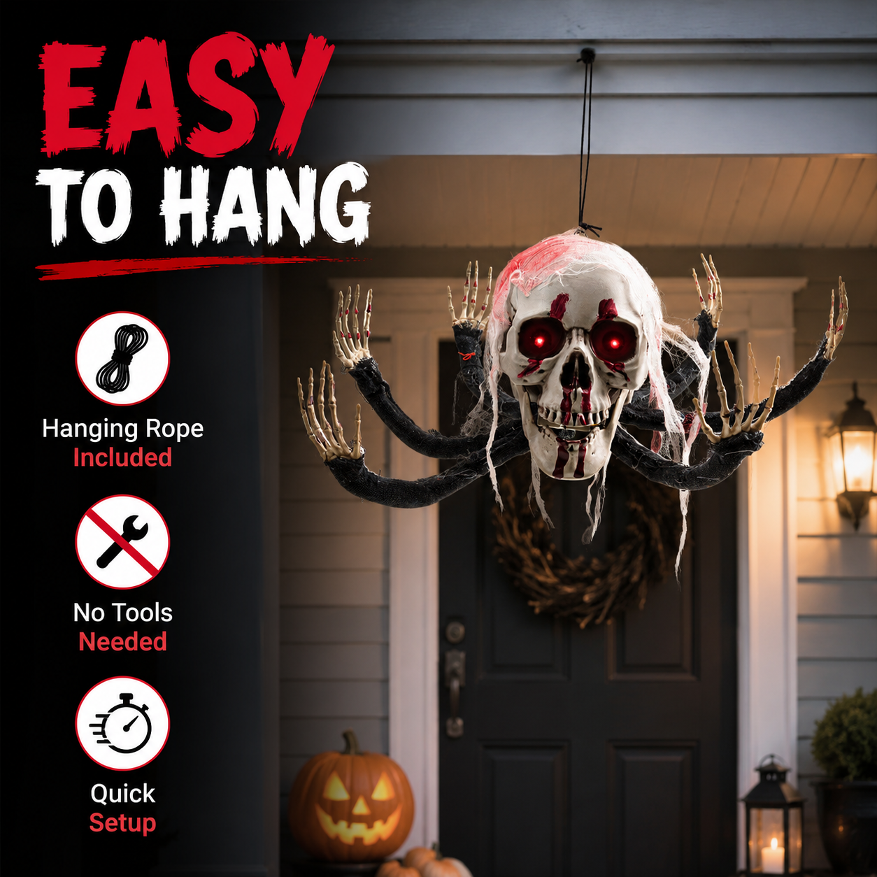 Halloween Hanging Skeleton Skull Prop