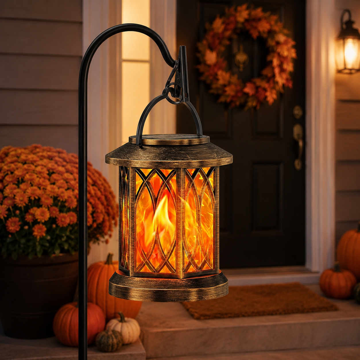 Hanging Flame Effect Lantern with Clip