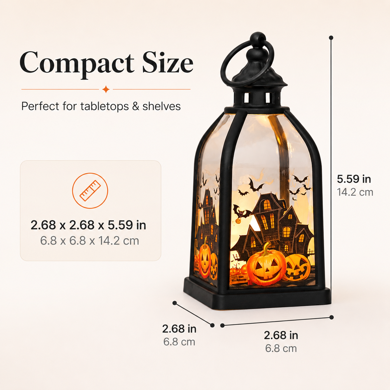 Halloween LED Lantern with Haunted House Design