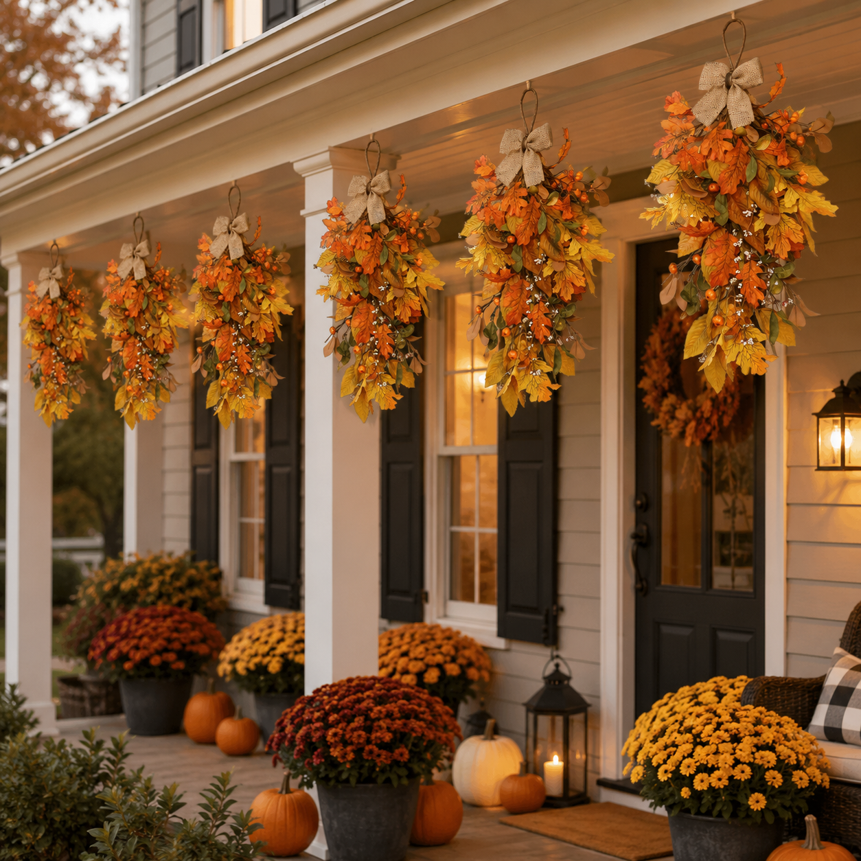 Rustic Fall Leaf Hanging Door Swag