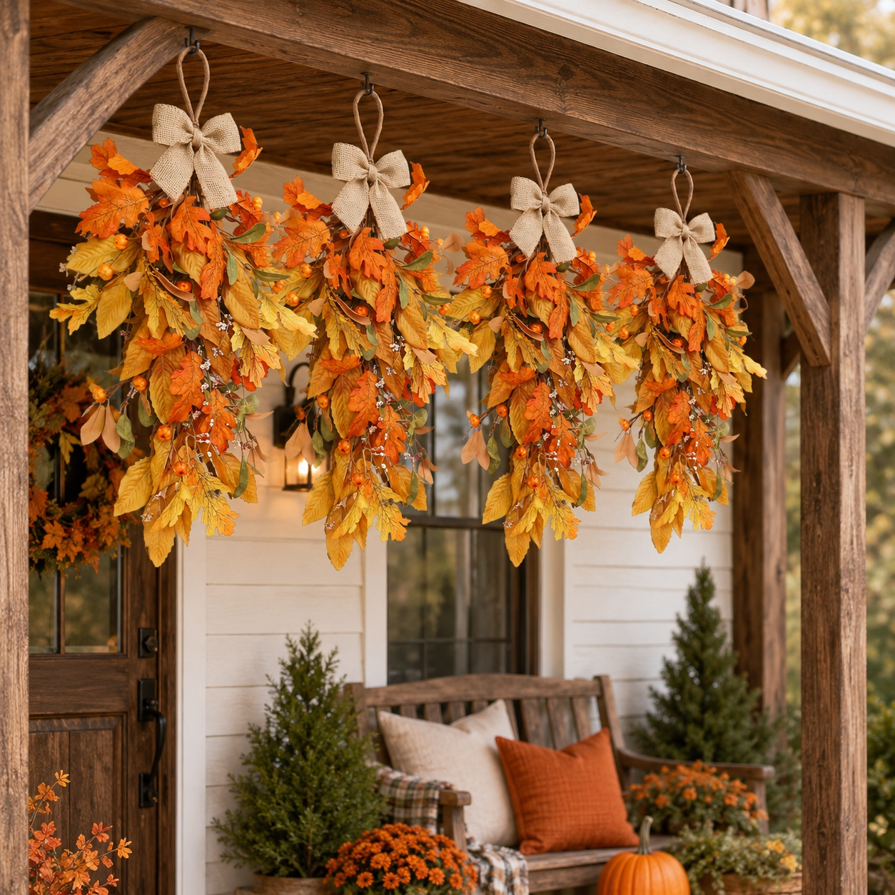 Rustic Fall Leaf Hanging Door Swag