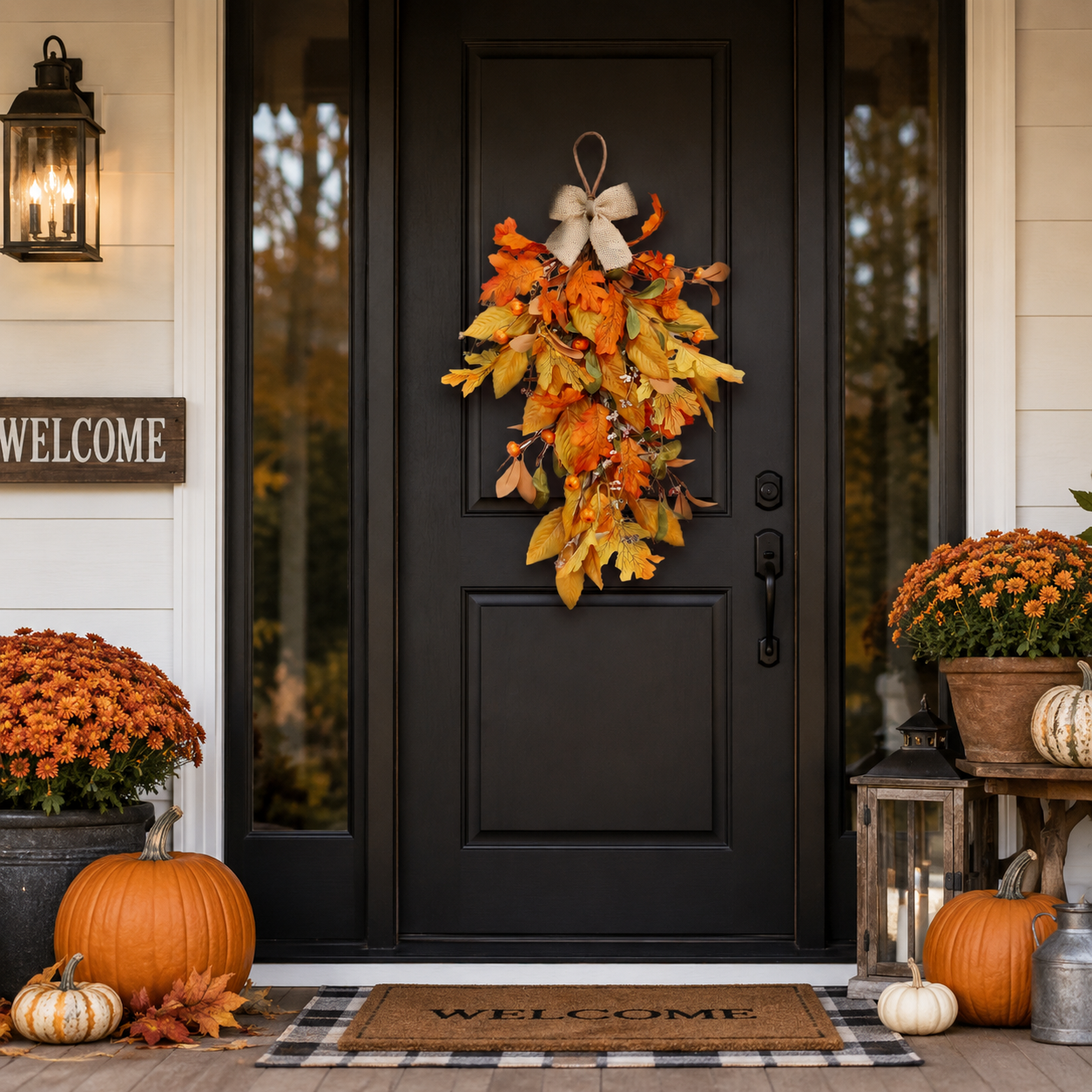 Rustic Fall Leaf Hanging Door Swag