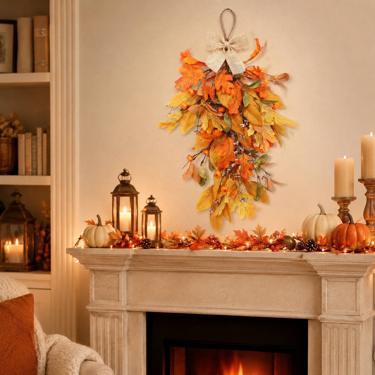 Rustic Fall Leaf Hanging Door Swag