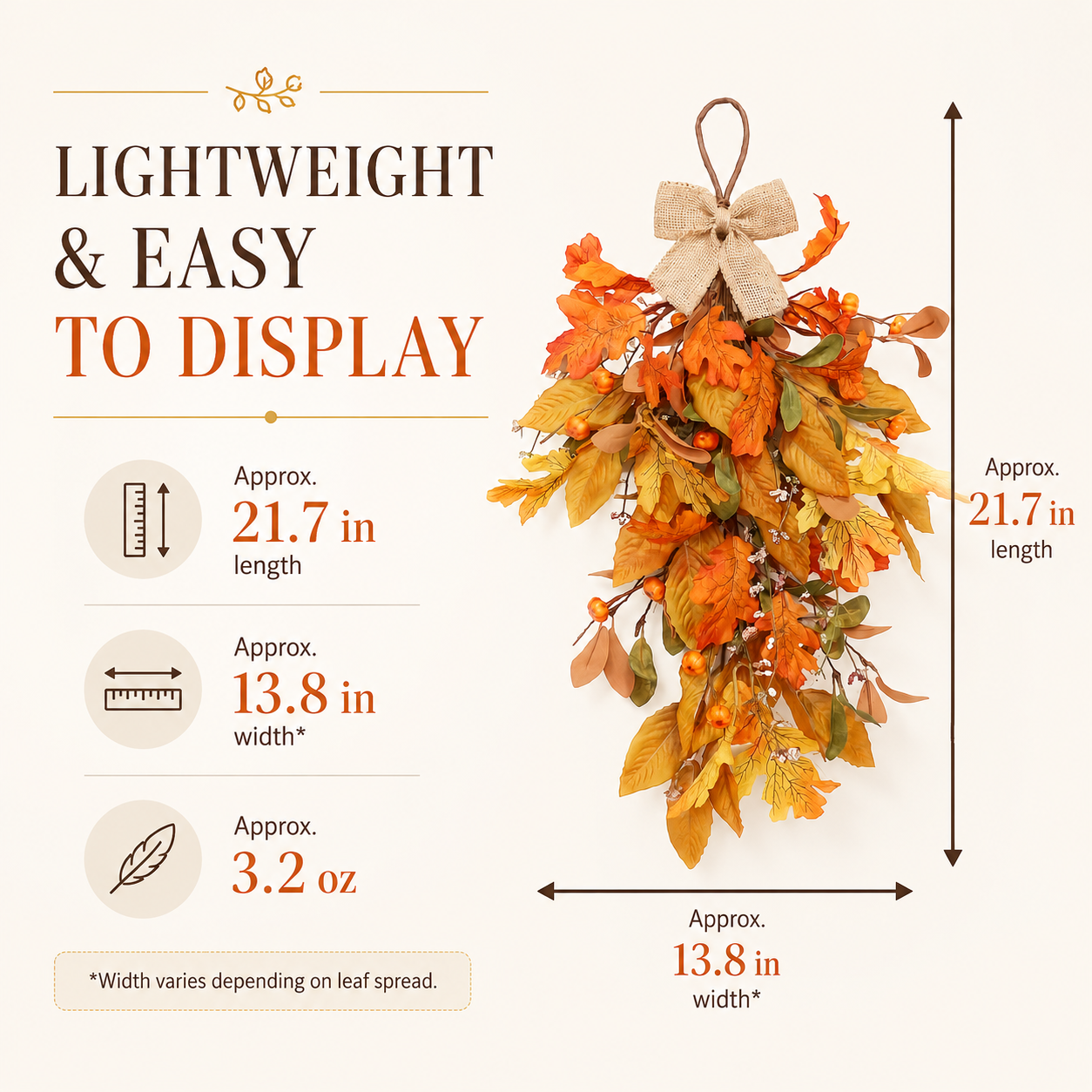 Rustic Fall Leaf Hanging Door Swag