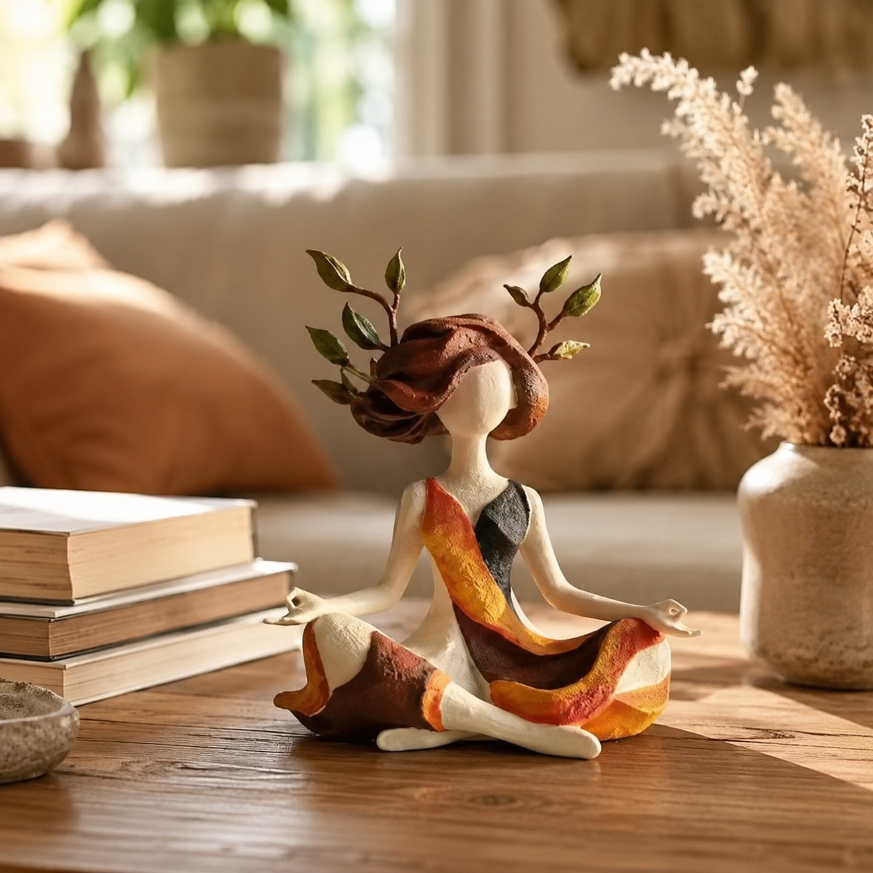 Autumn Leaf Meditation Girl Figurine