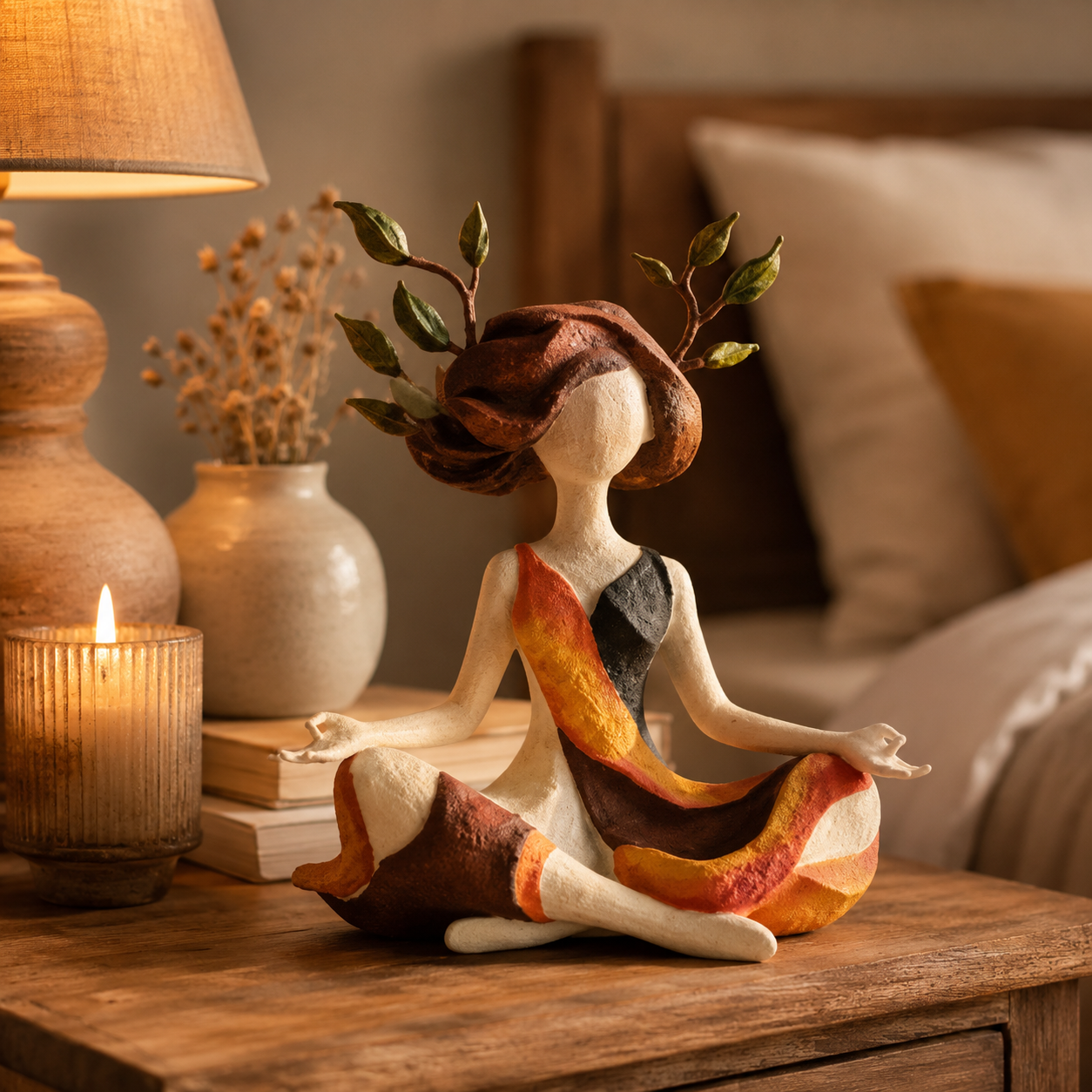 Autumn Leaf Meditation Girl Figurine