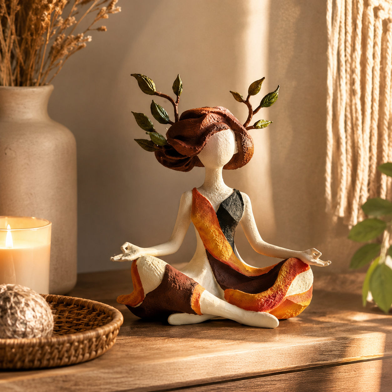 Autumn Leaf Meditation Girl Figurine