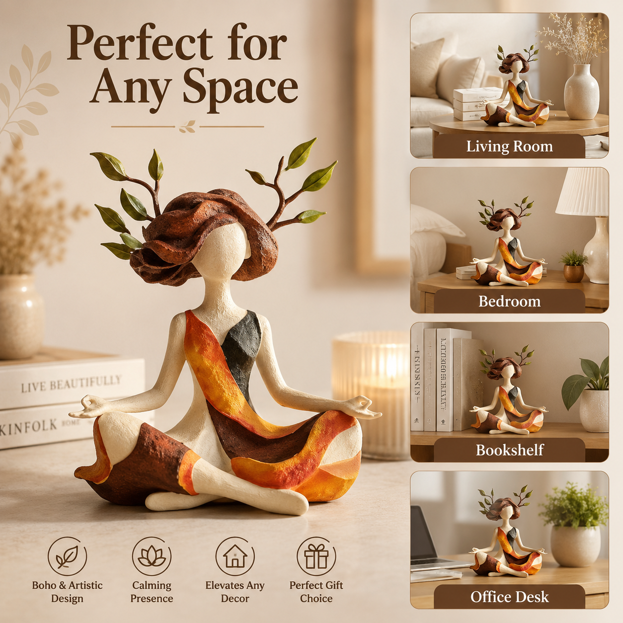 Autumn Leaf Meditation Girl Figurine