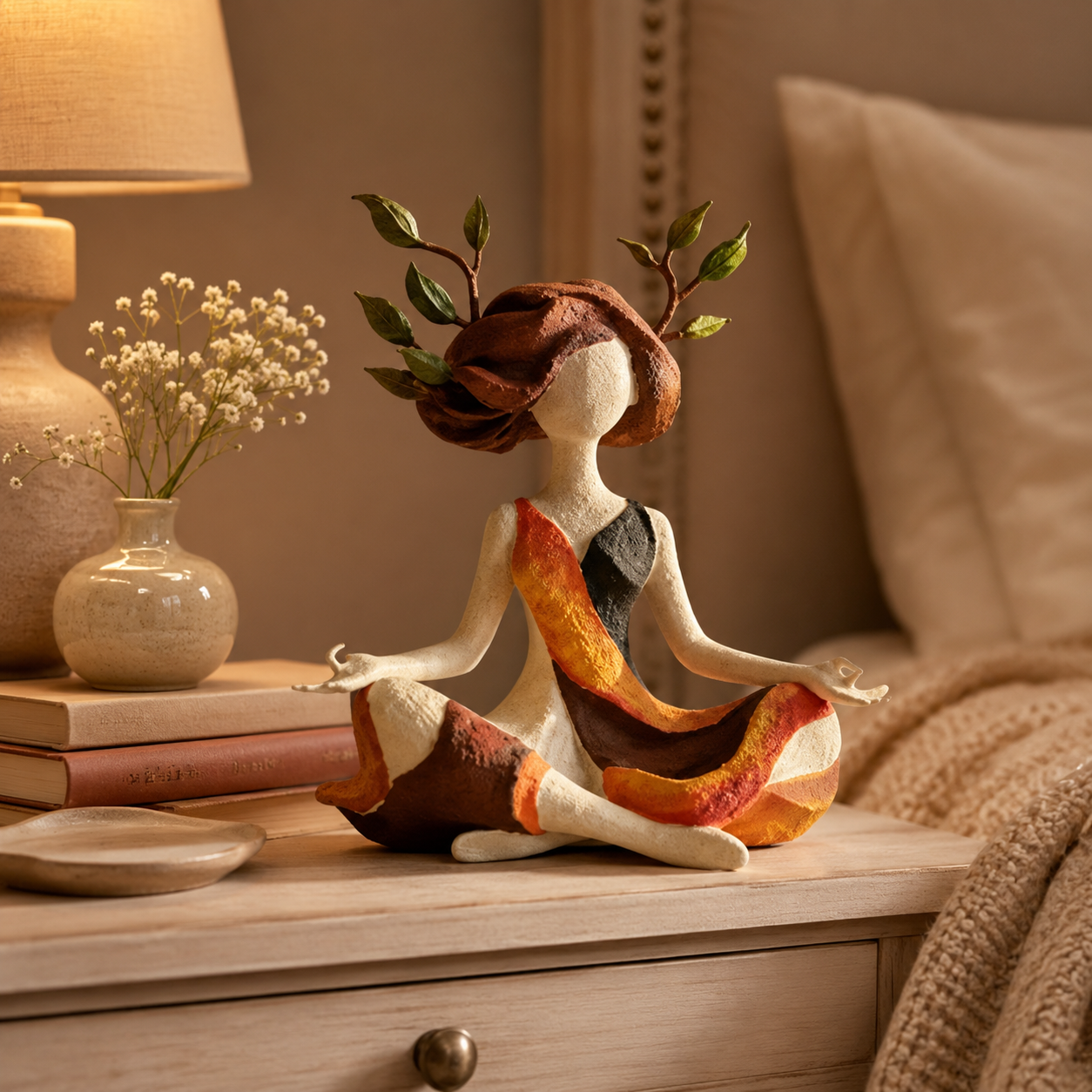 Autumn Leaf Meditation Girl Figurine