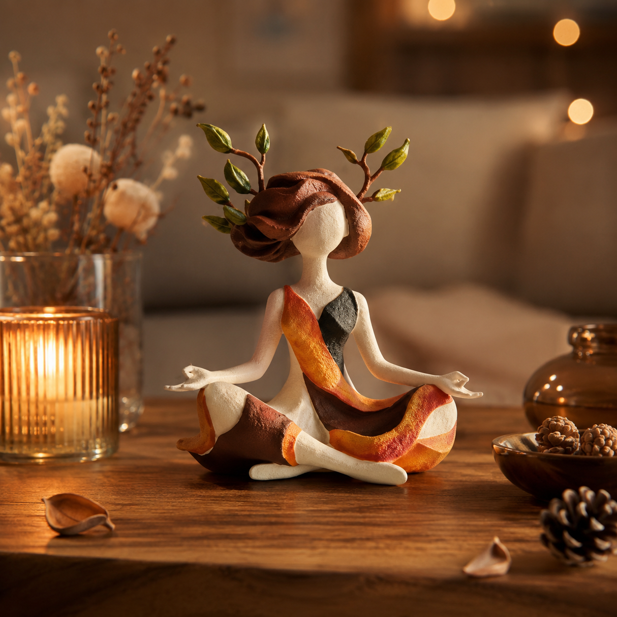 Autumn Leaf Meditation Girl Figurine