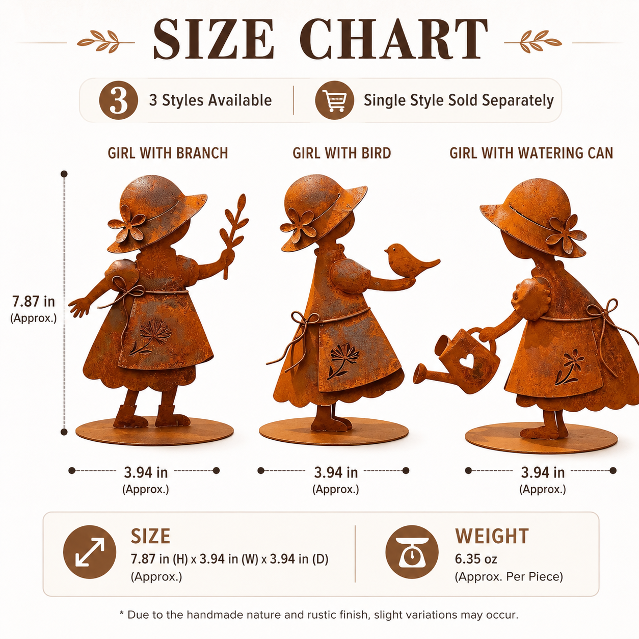 Rustic Metal Garden Girl Statue