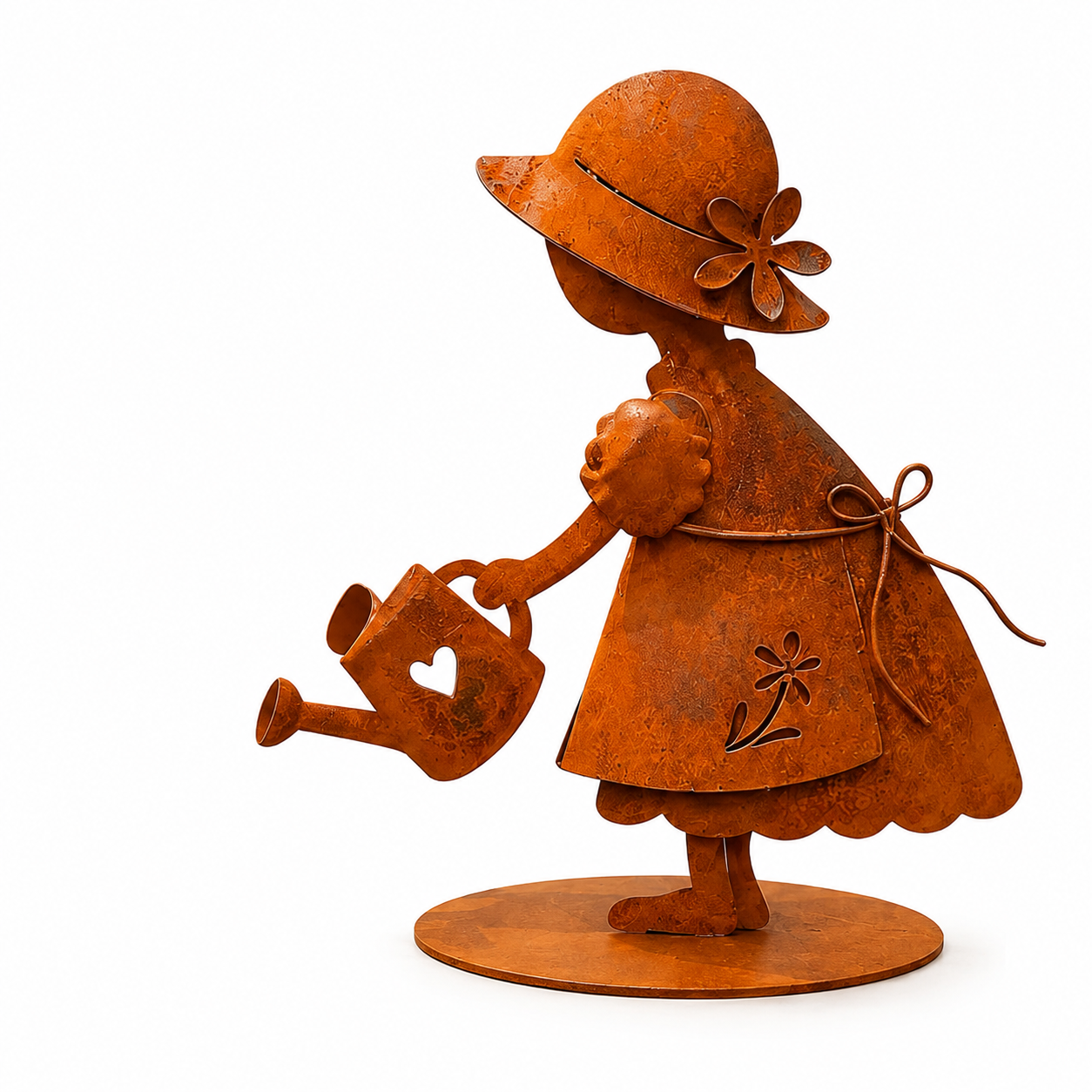 Rustic Metal Garden Girl Statue