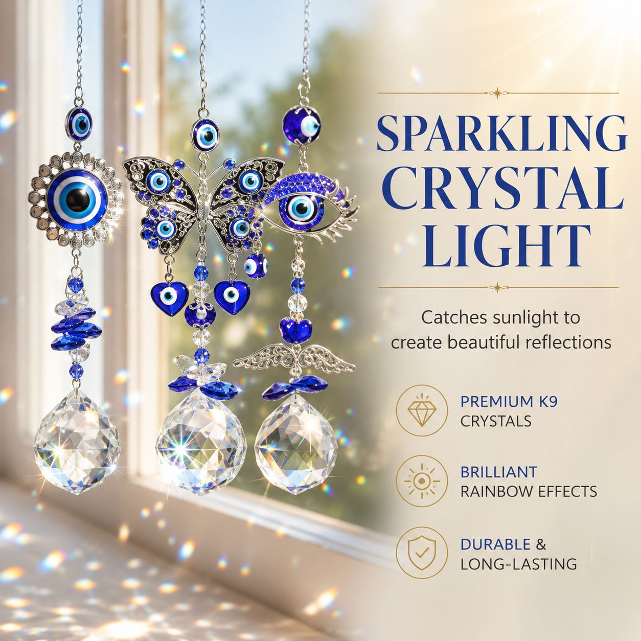 Evil Eye Owl Hanging Suncatcher