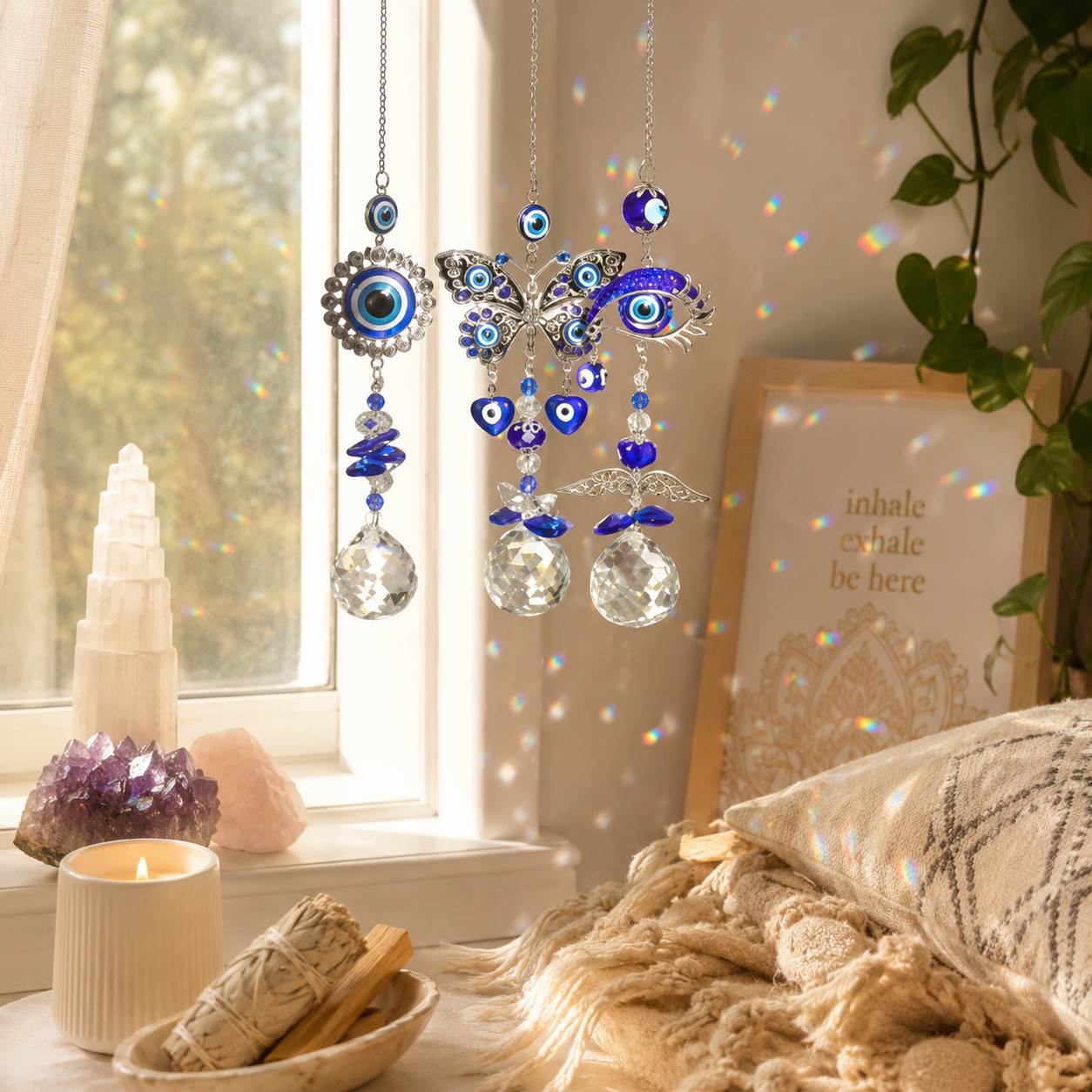 Evil Eye Owl Hanging Suncatcher
