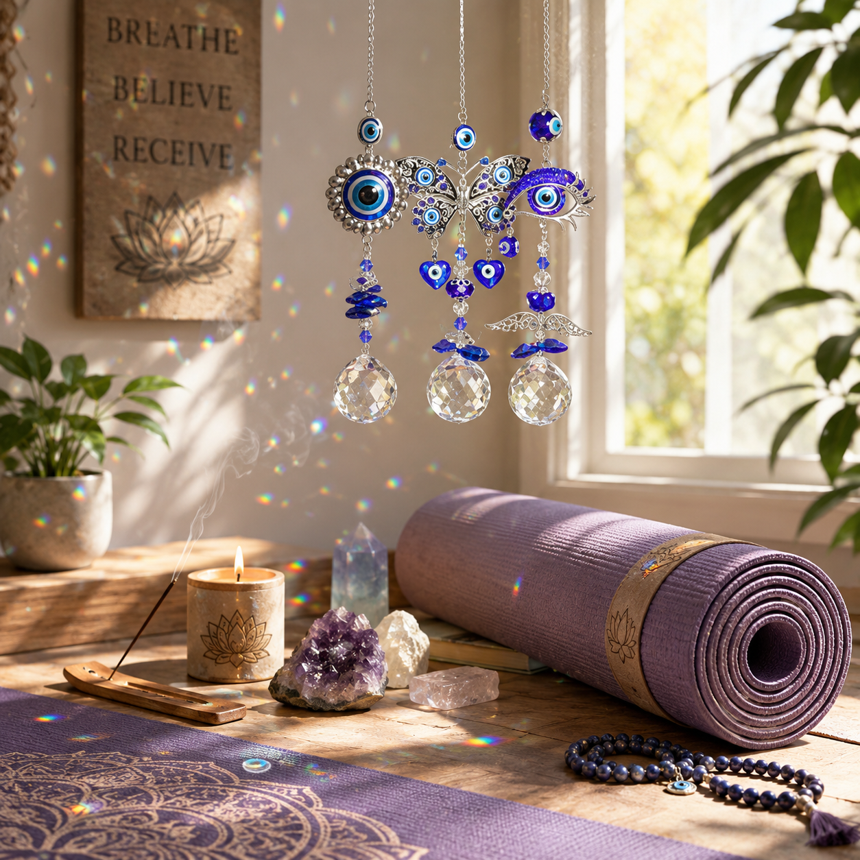 Evil Eye Owl Hanging Suncatcher