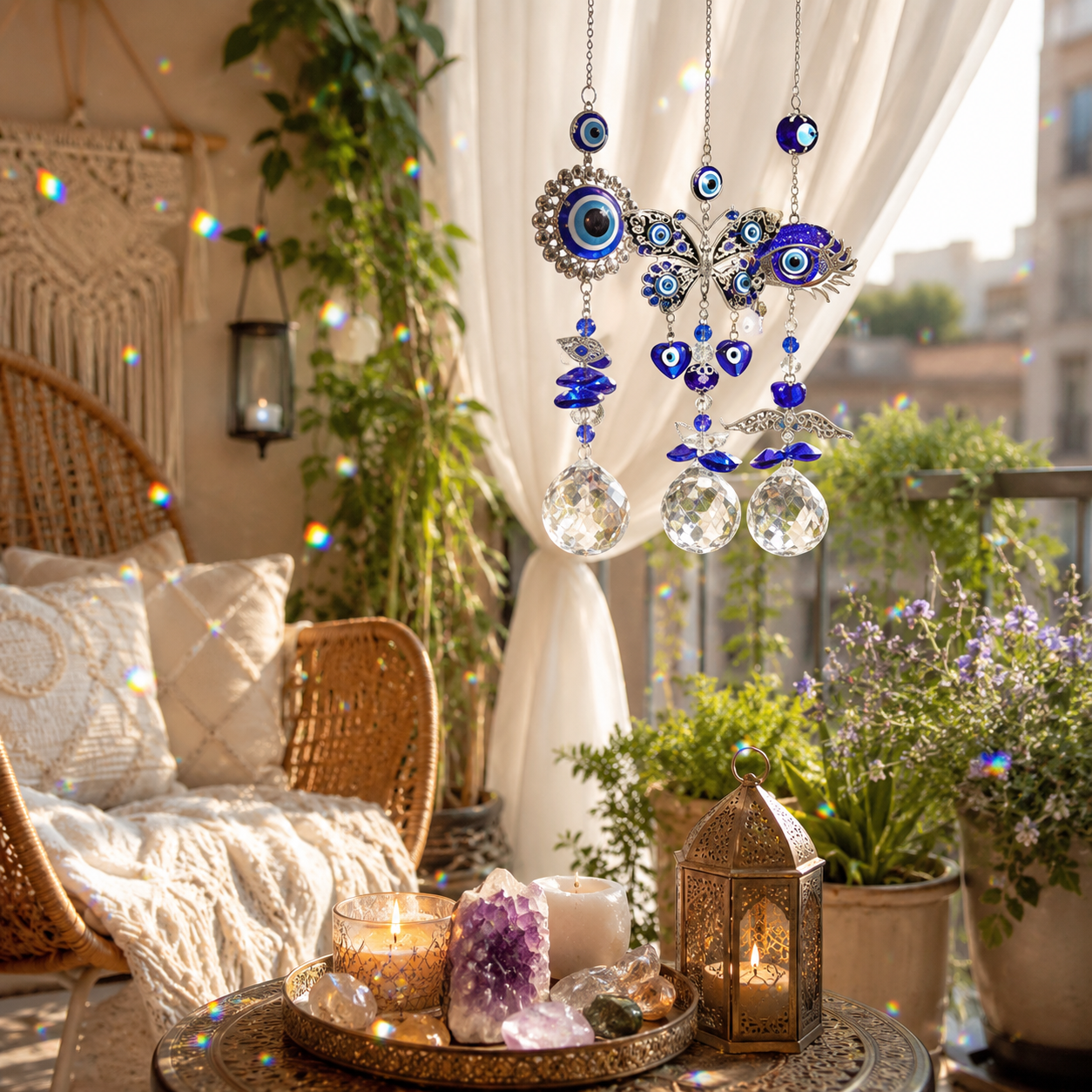 Evil Eye Owl Hanging Suncatcher